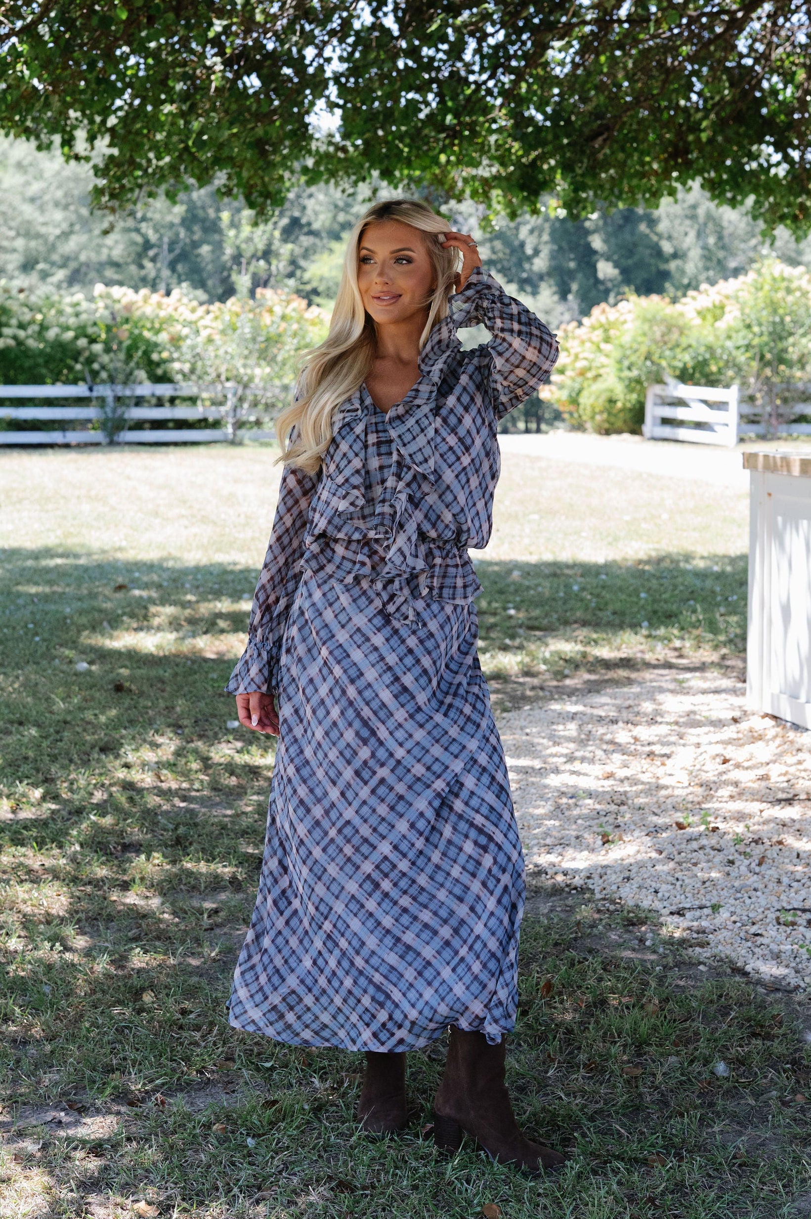 Faith Ruffle Top-Blue Multi