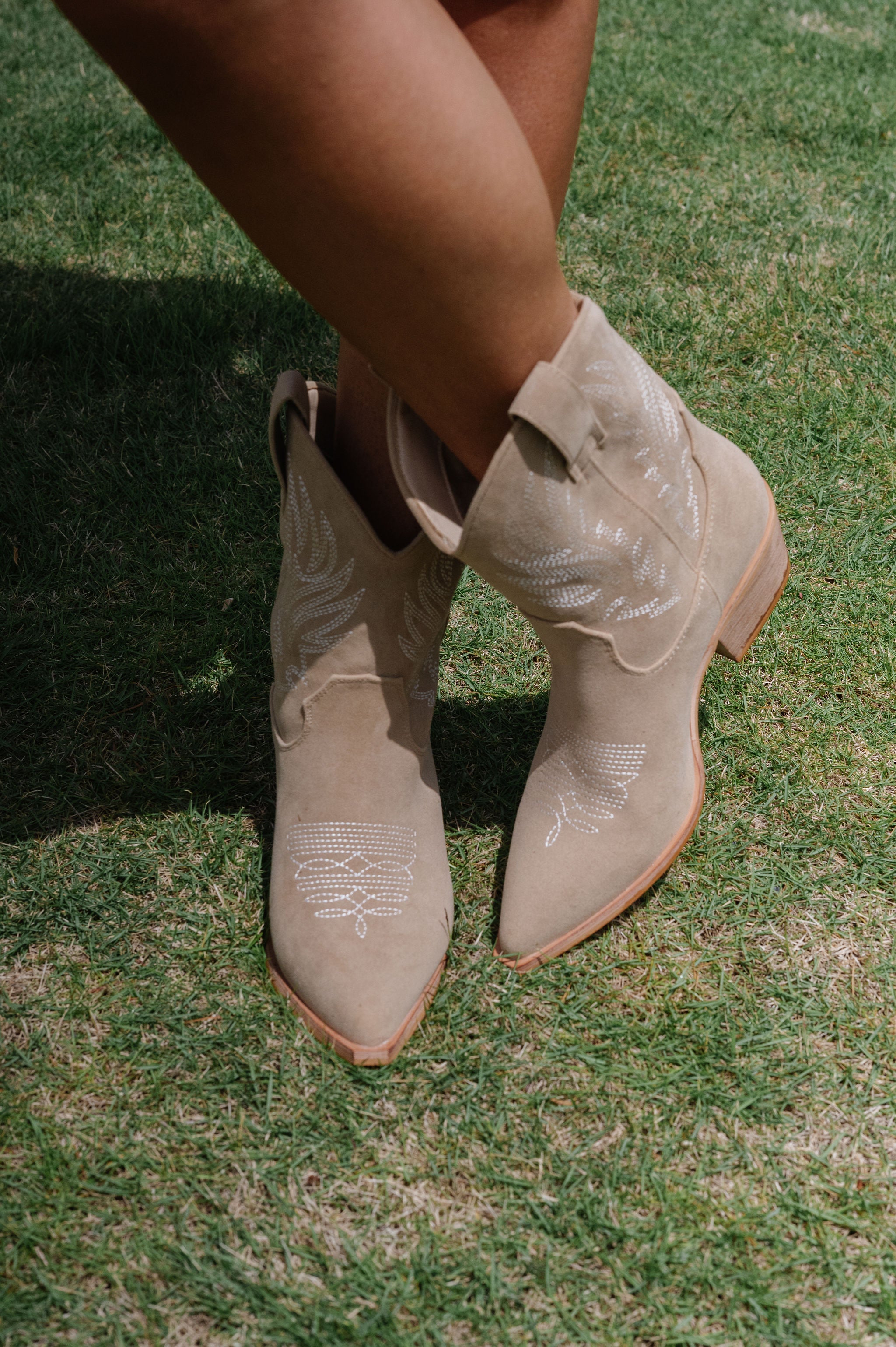 Claire Western Boots-Taupe