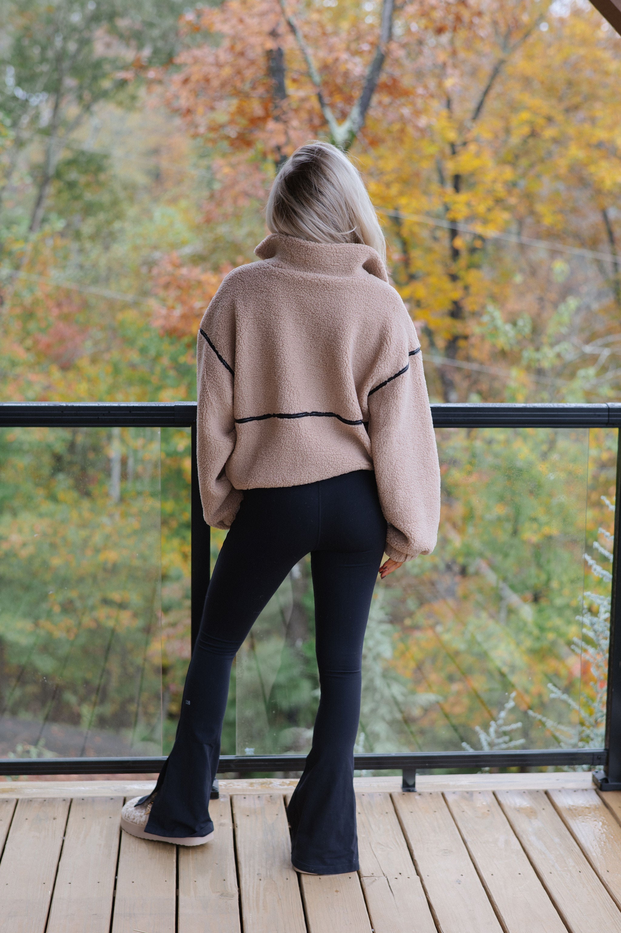 Bennie Leather Trimmed Jacket-Sand