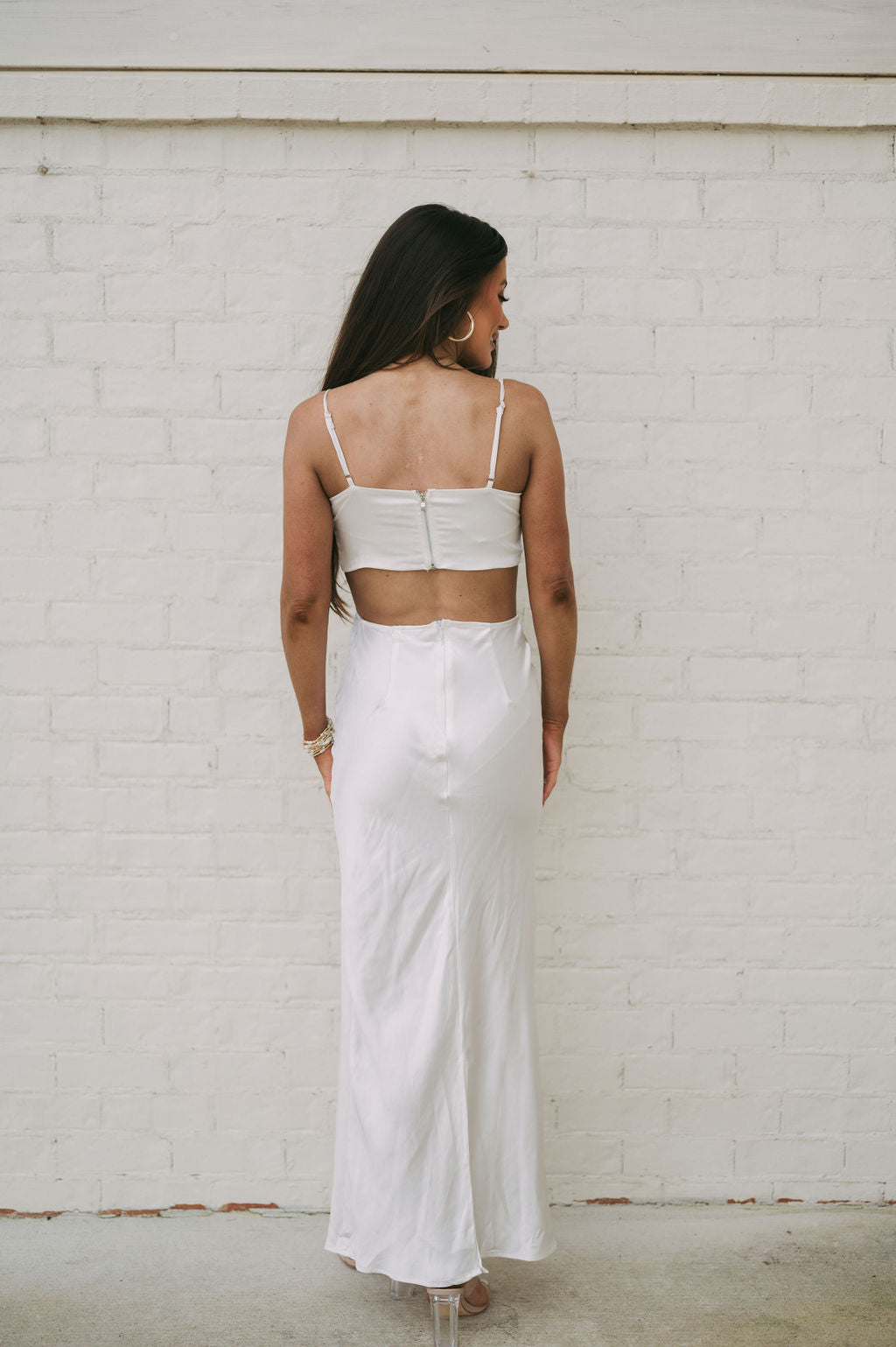 Rhinestone Bow Maxi Dress-White