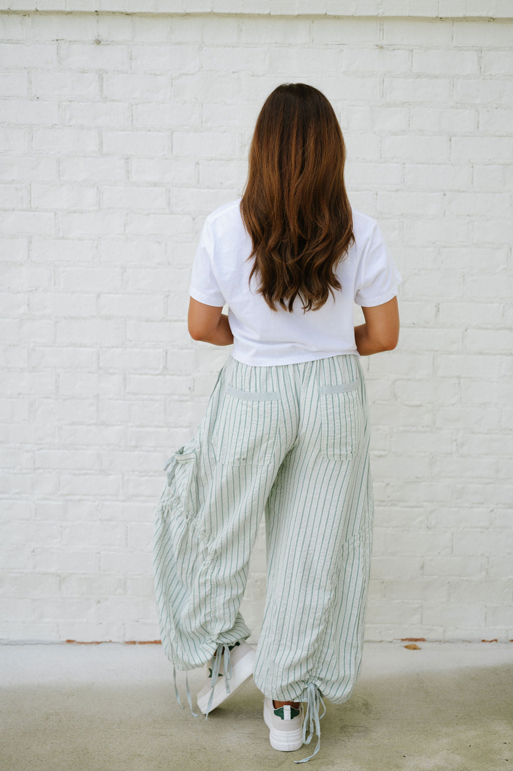 Striped Balloon Pants-Mint