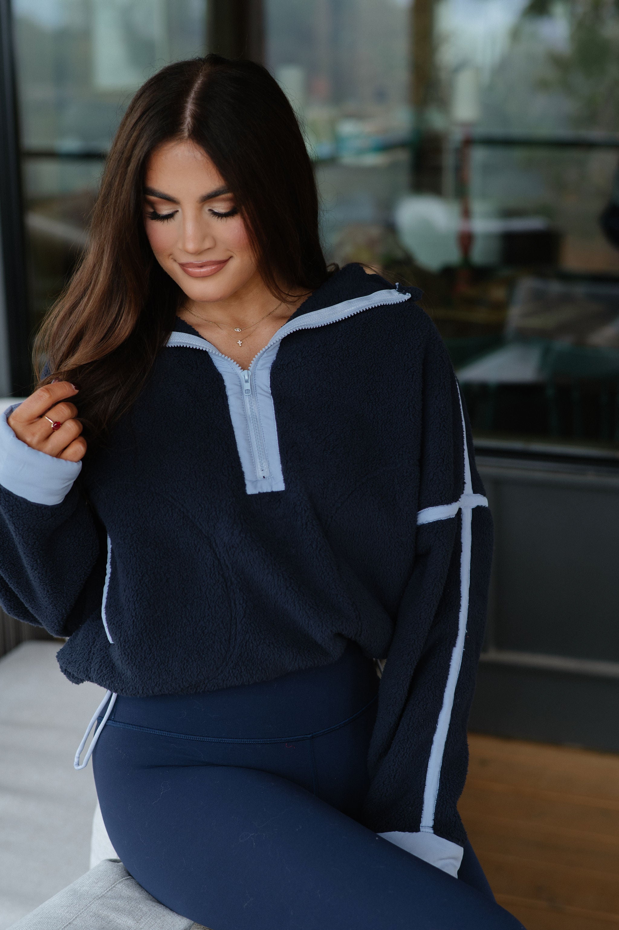 Maren Half Zip Pullover-Navy