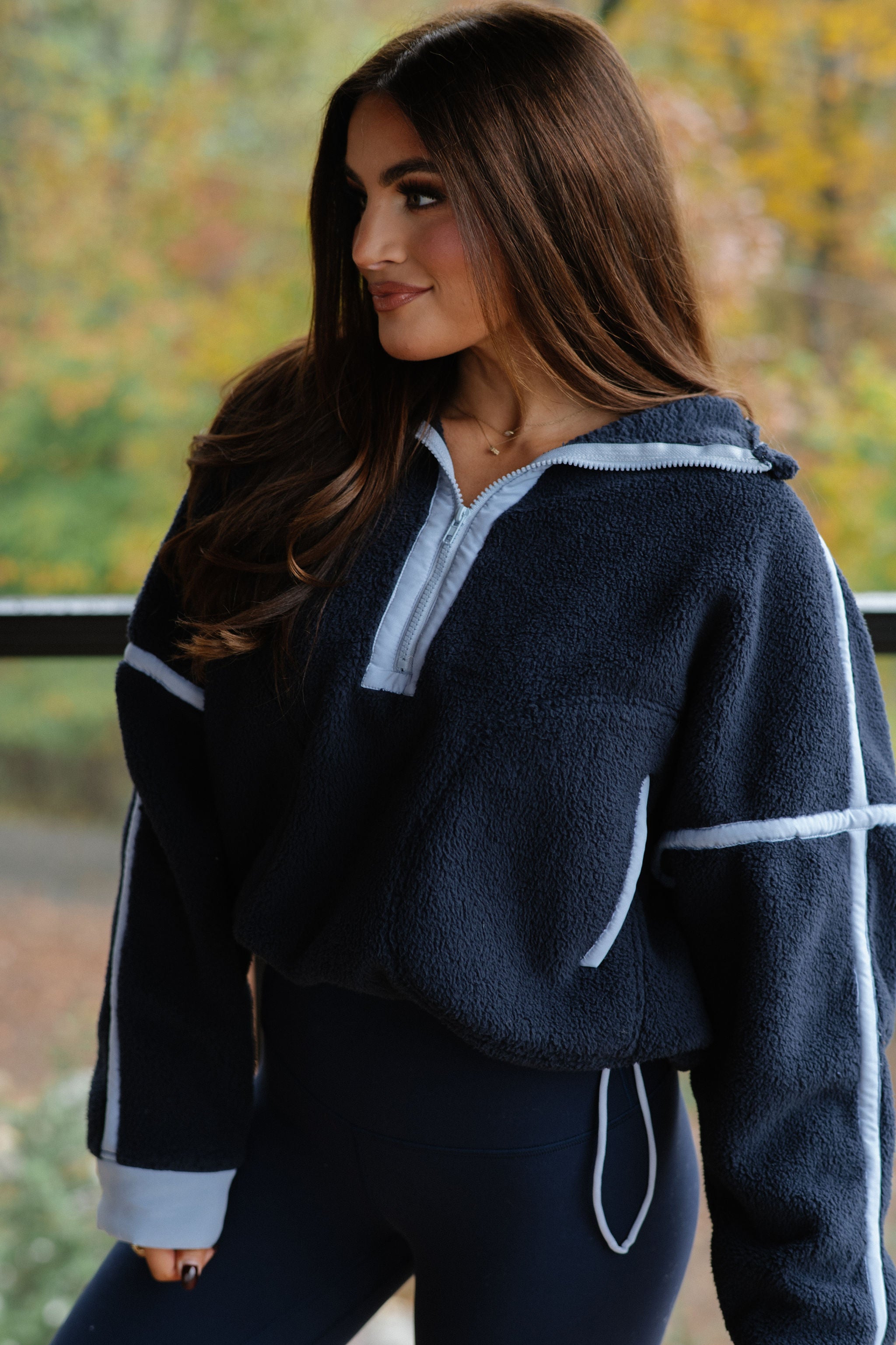 Maren Half Zip Pullover-Navy