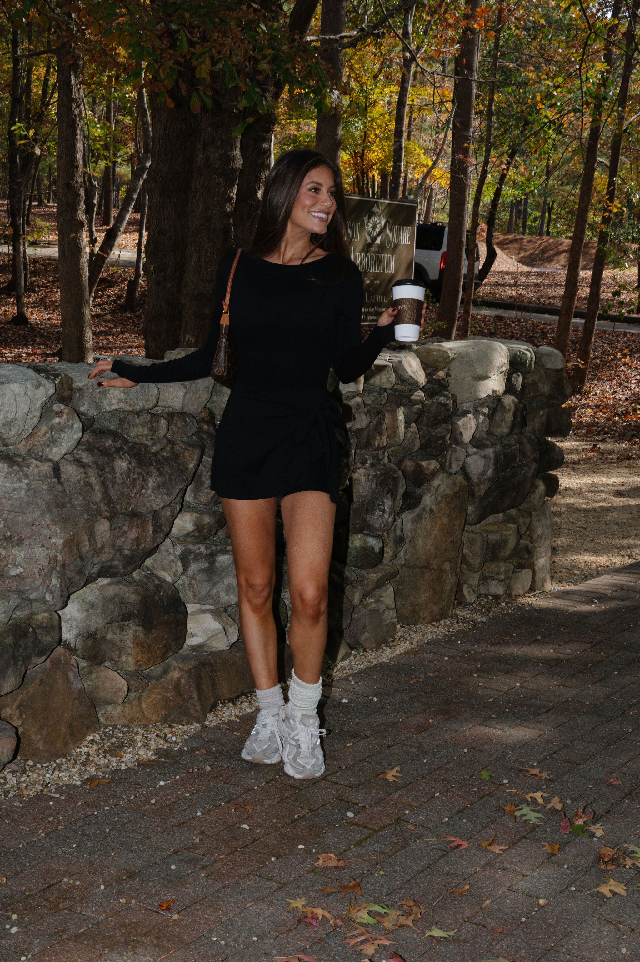 Sleeved Wrap Dress- Black