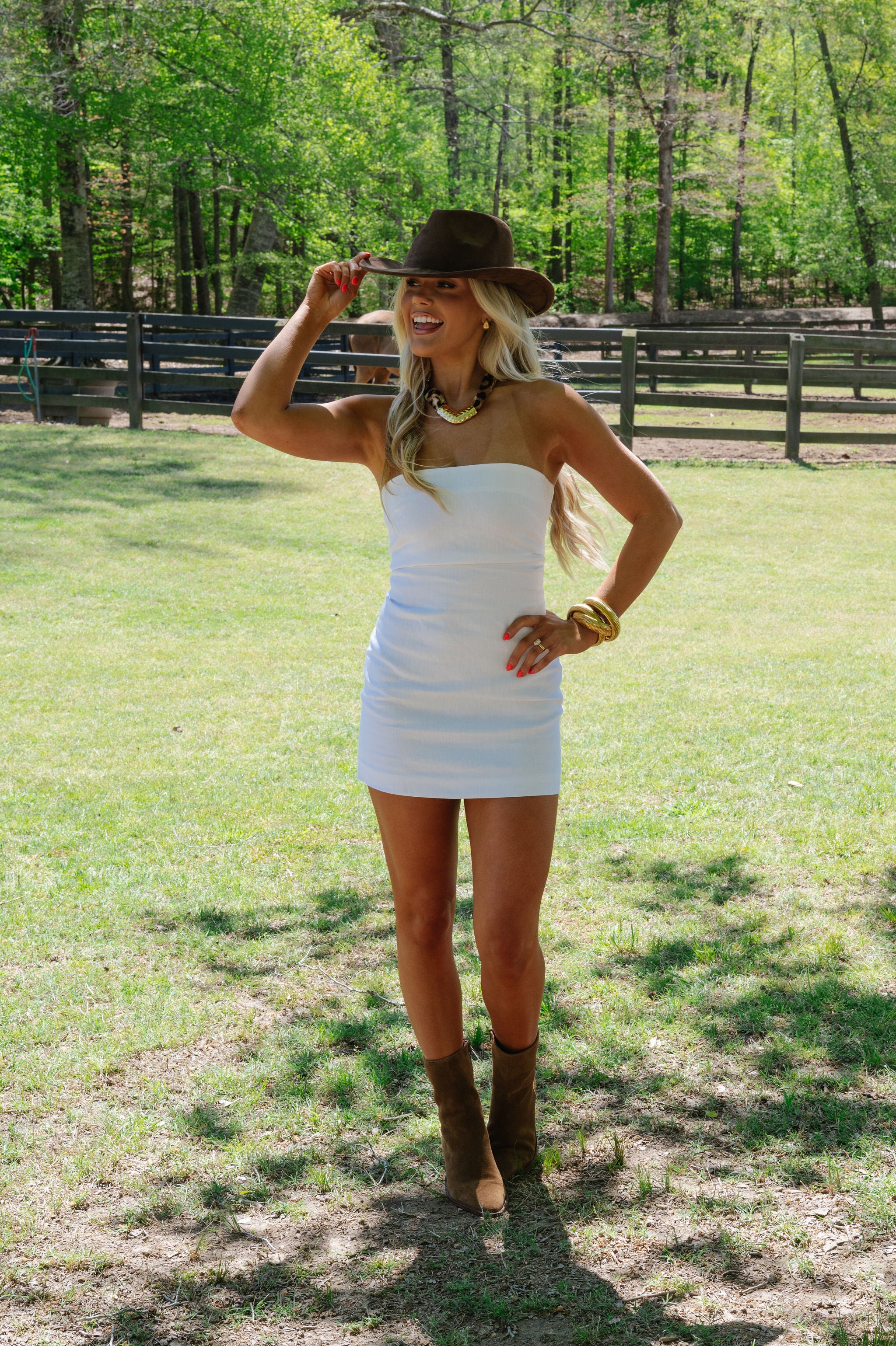 Beck Linen Mini Dress-White