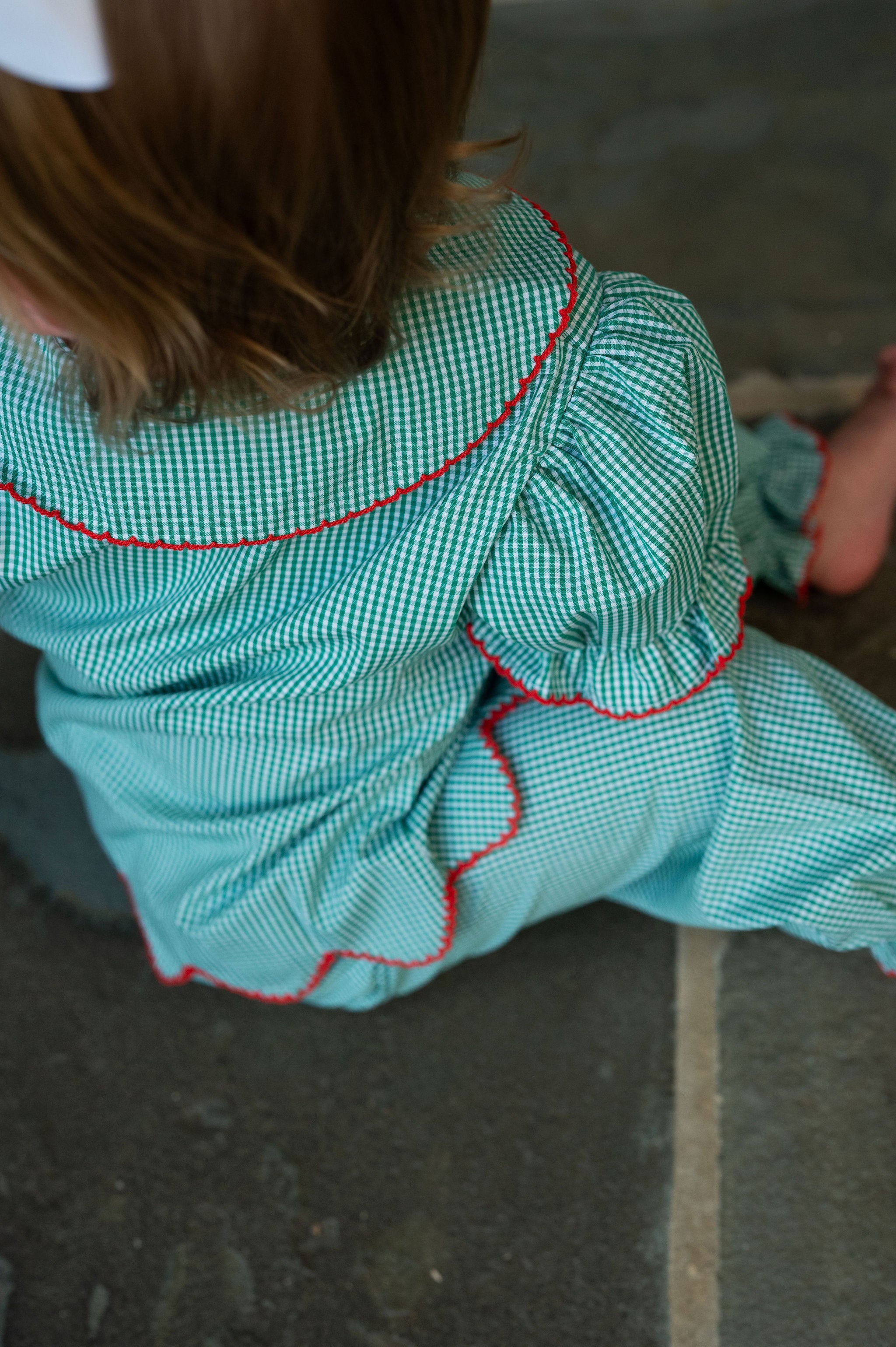 Gingham Applique Christmas Pants Set