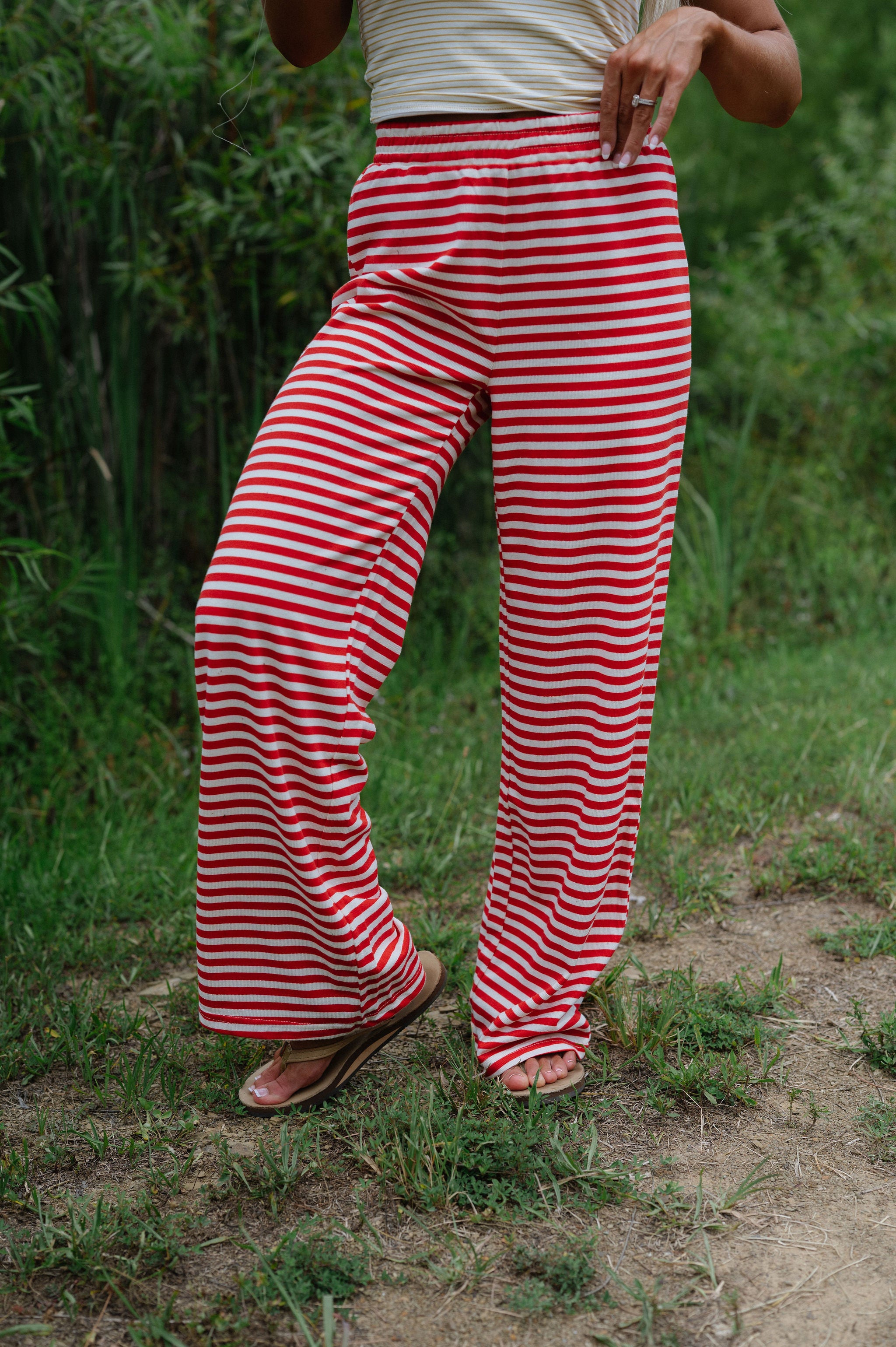 Bennett Striped Pants- Red