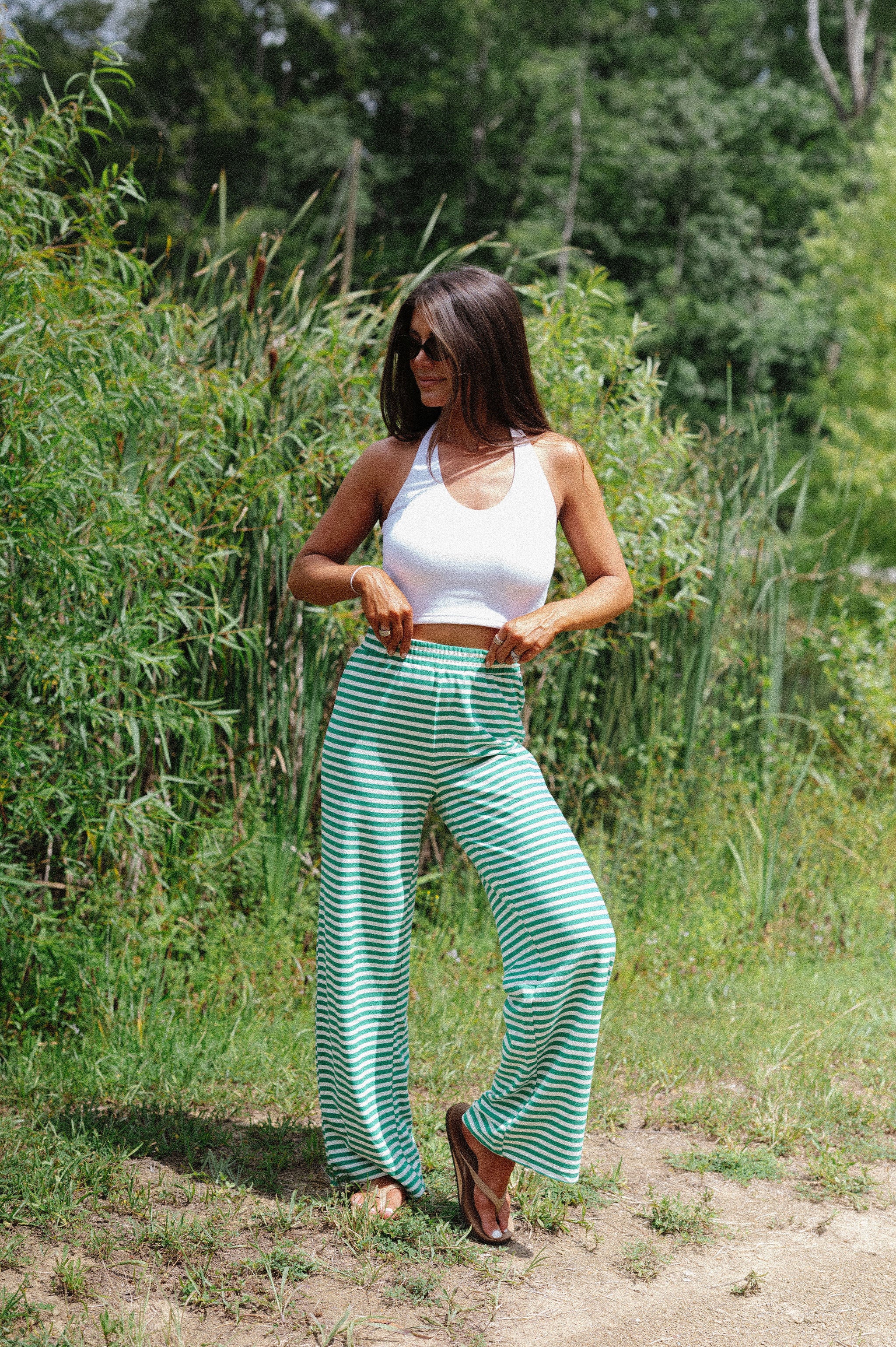 Bennett Striped Pants- Green
