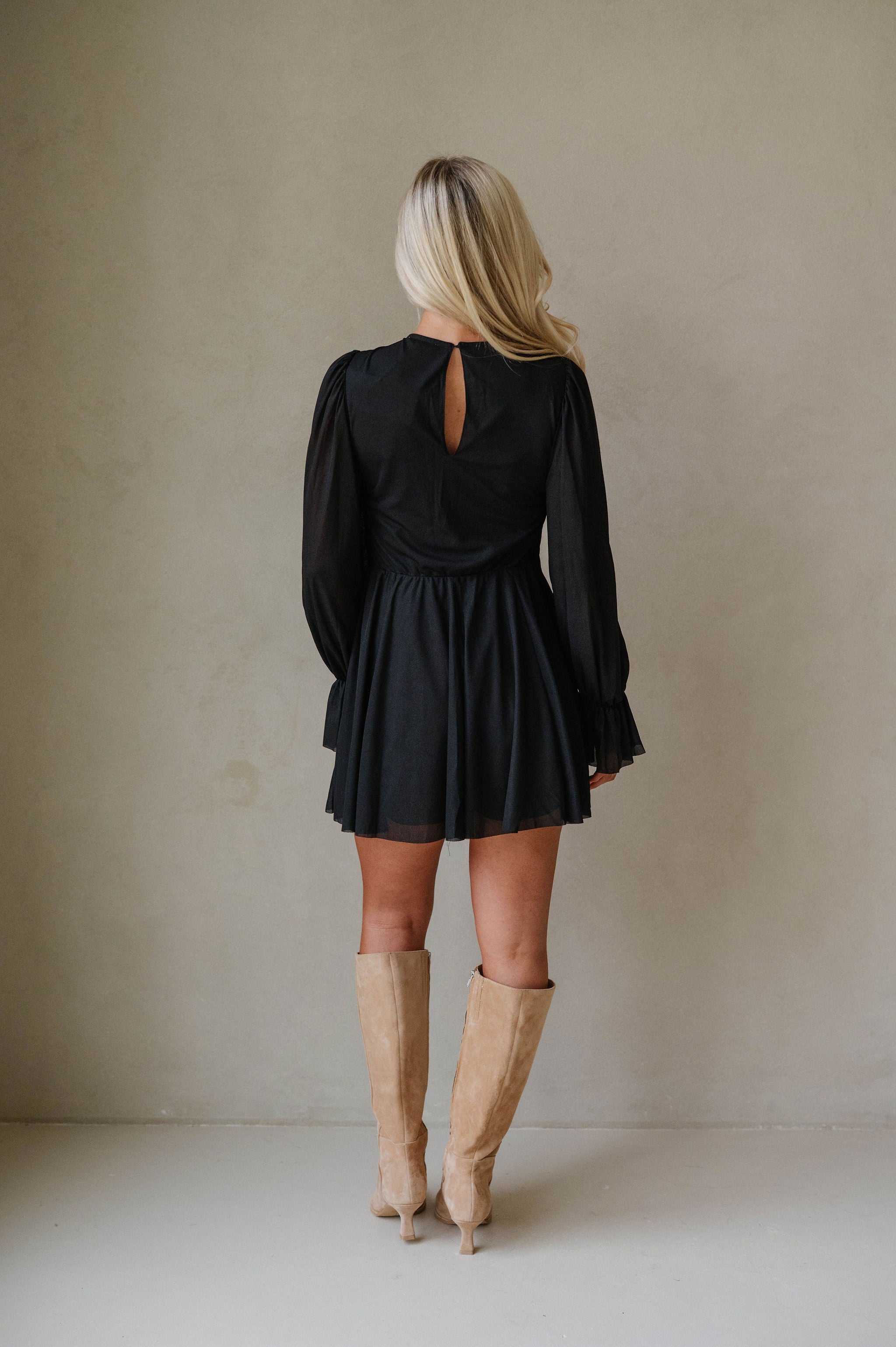 Hadleigh Ruffled Romper Dress-Black