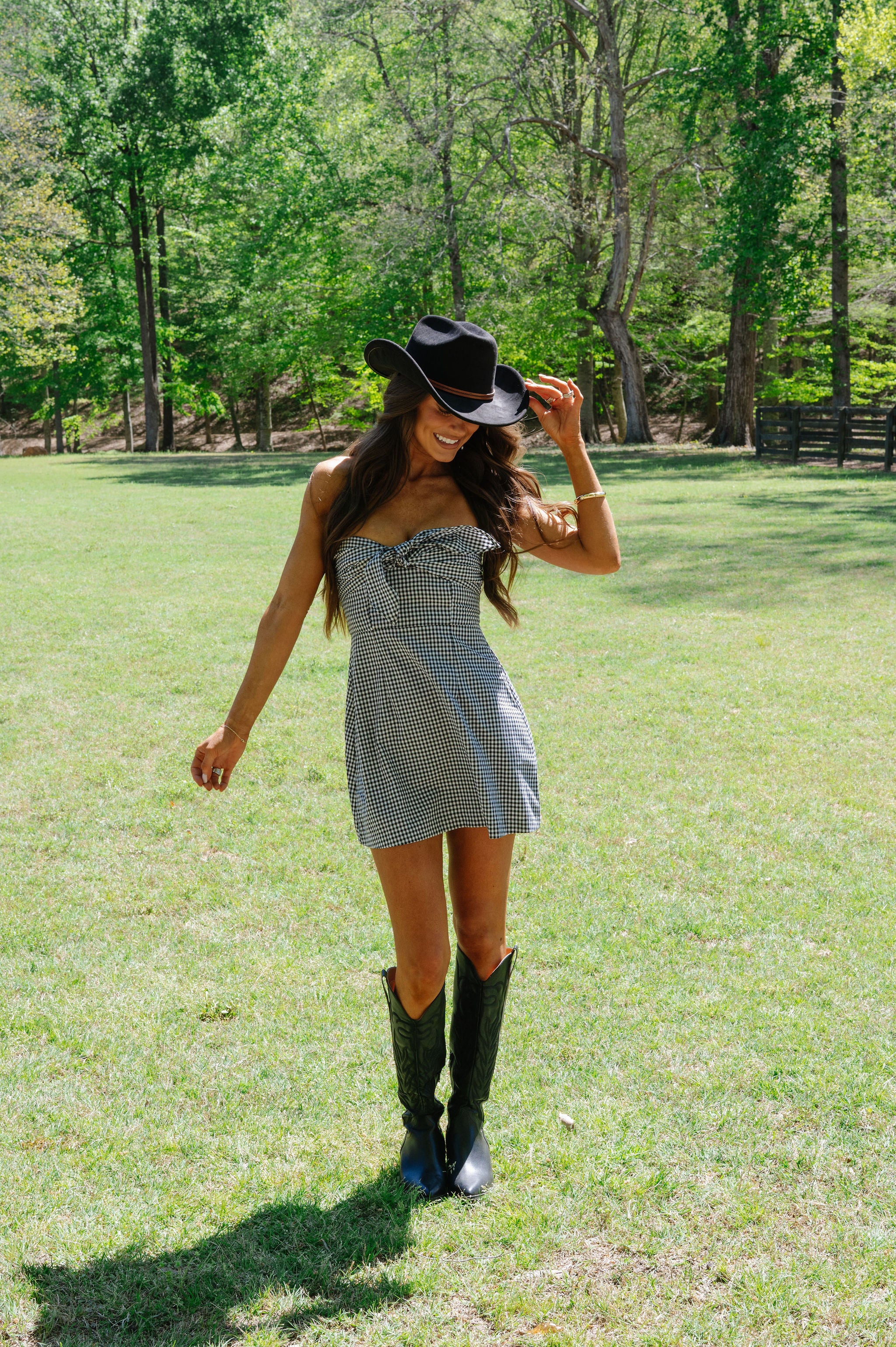 Amelia Gingham Dress-Black/White petite!