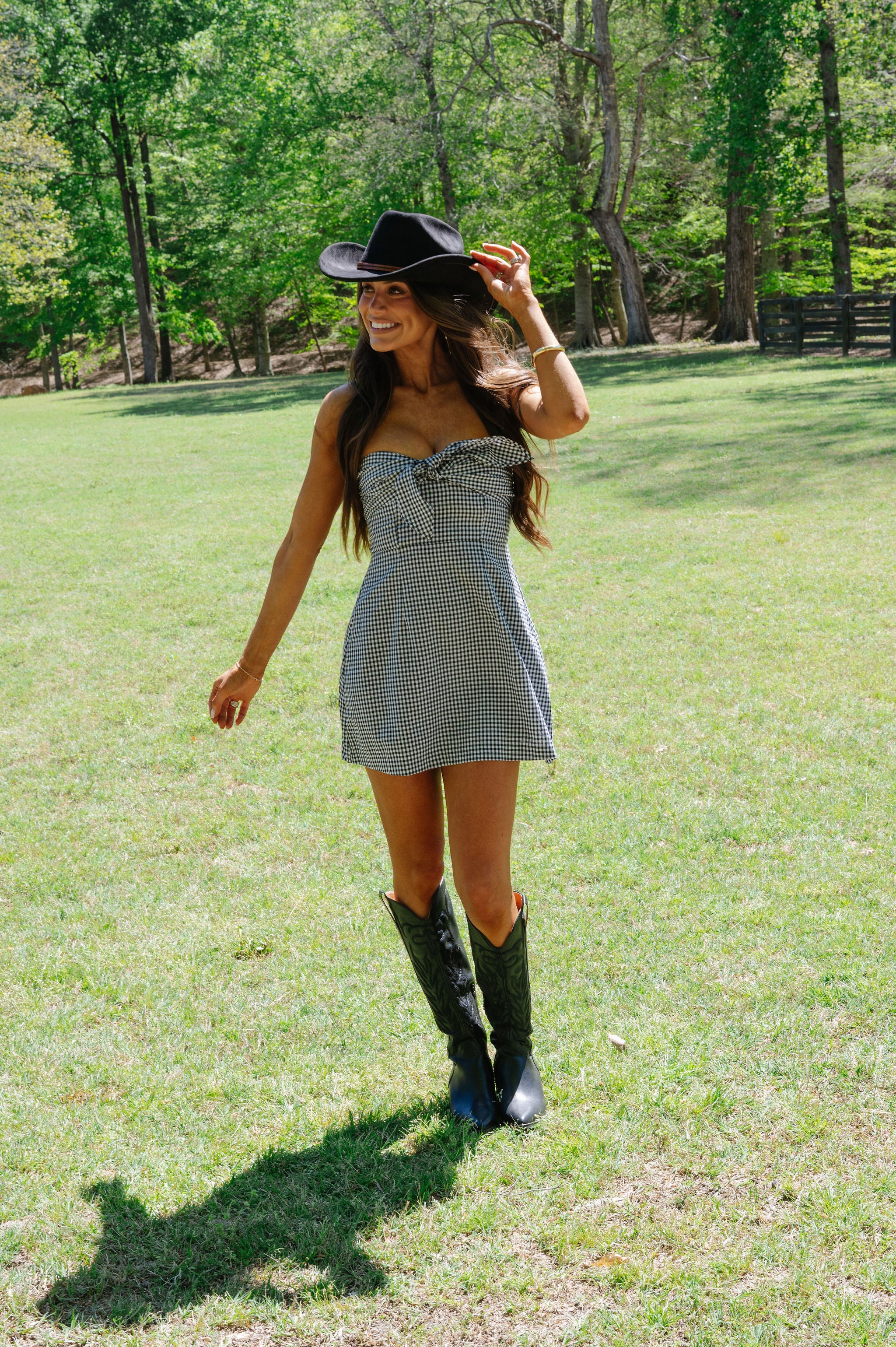 Amelia Gingham Dress-Black/White petite!