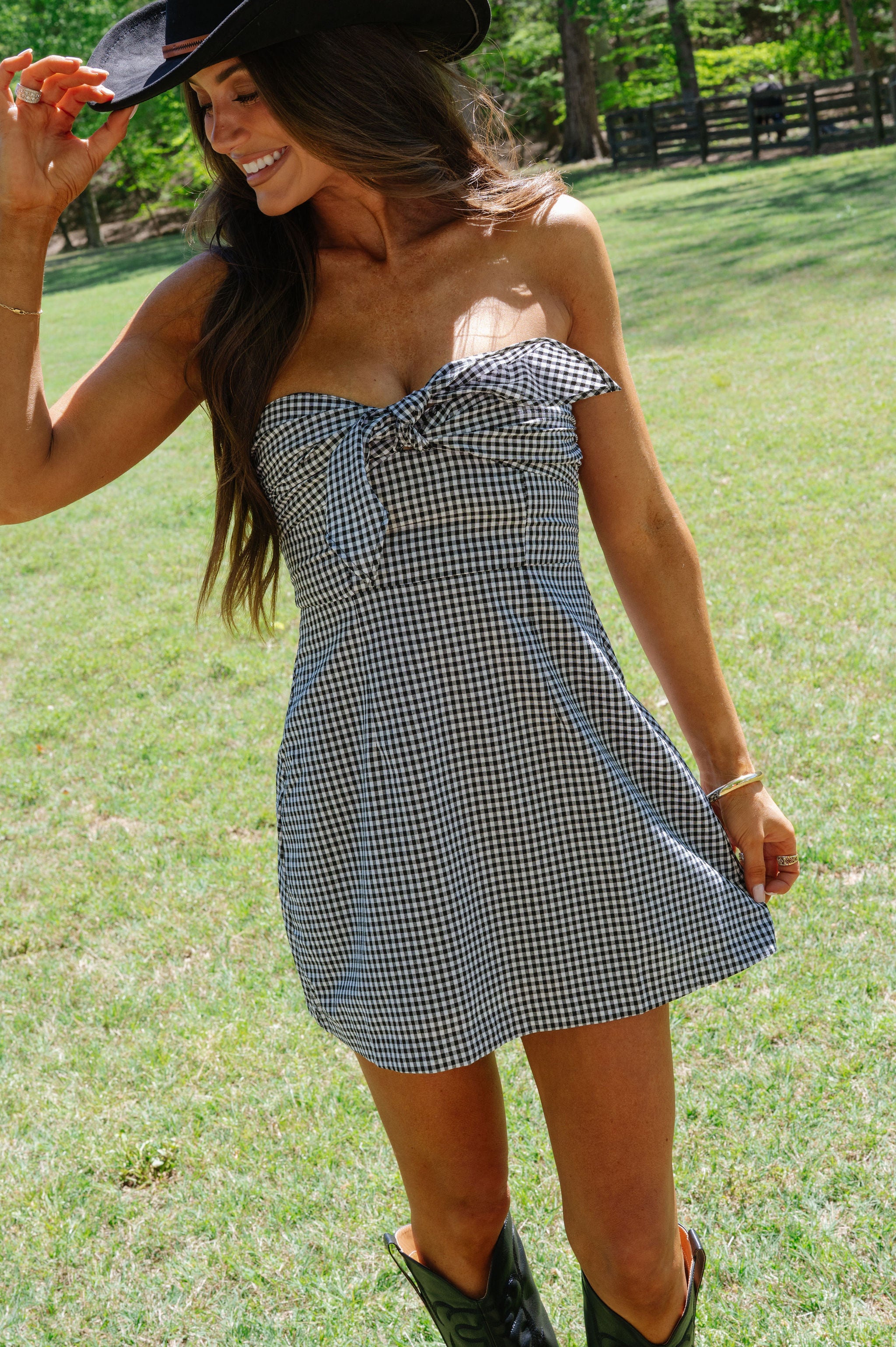 Amelia Gingham Dress-Black/White petite!