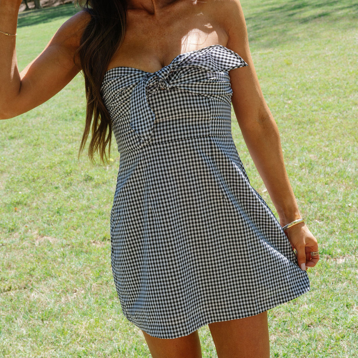 Amelia Gingham Dress-Black/White petite!