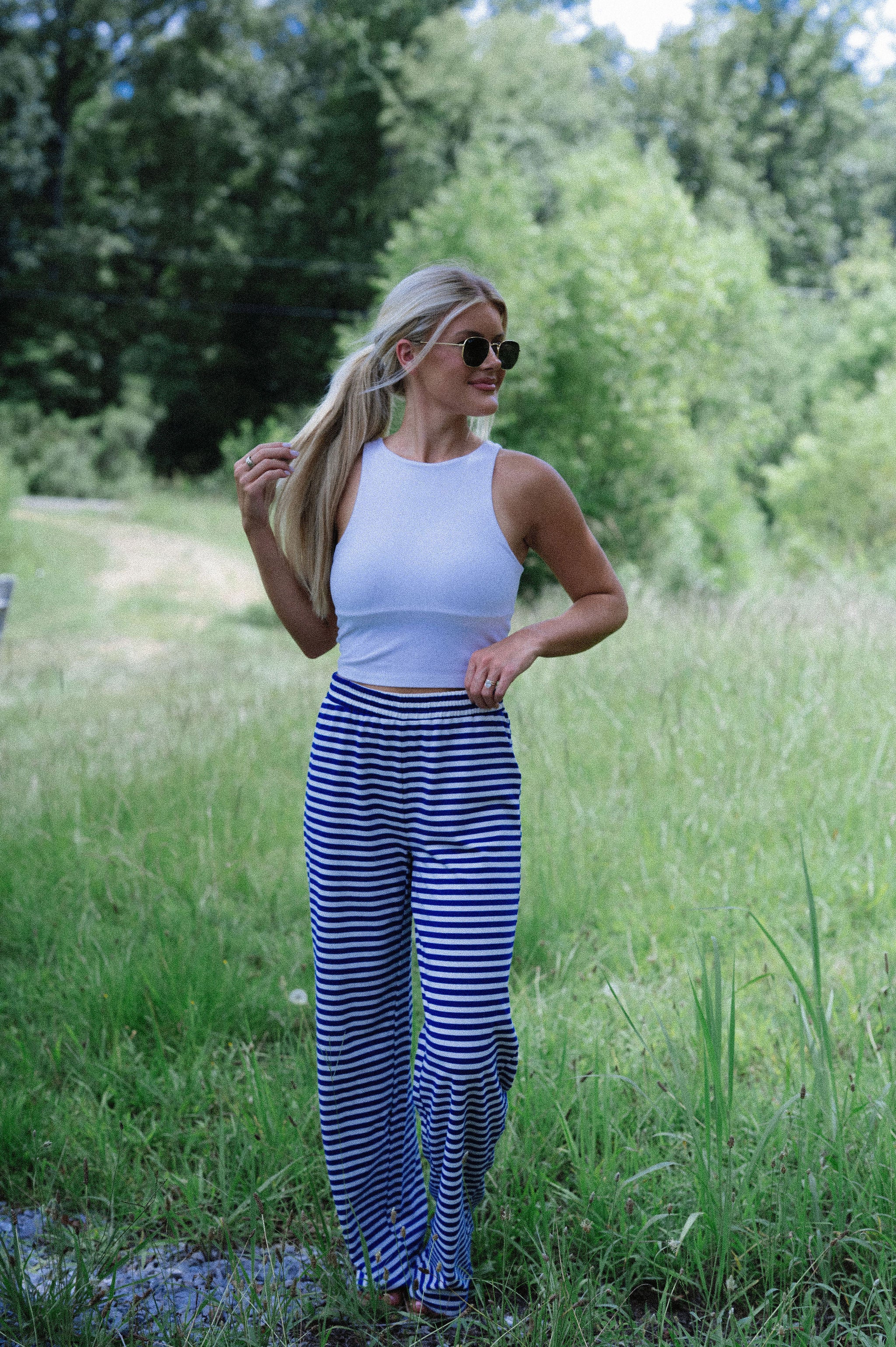 Bennett Striped Pants-Blue