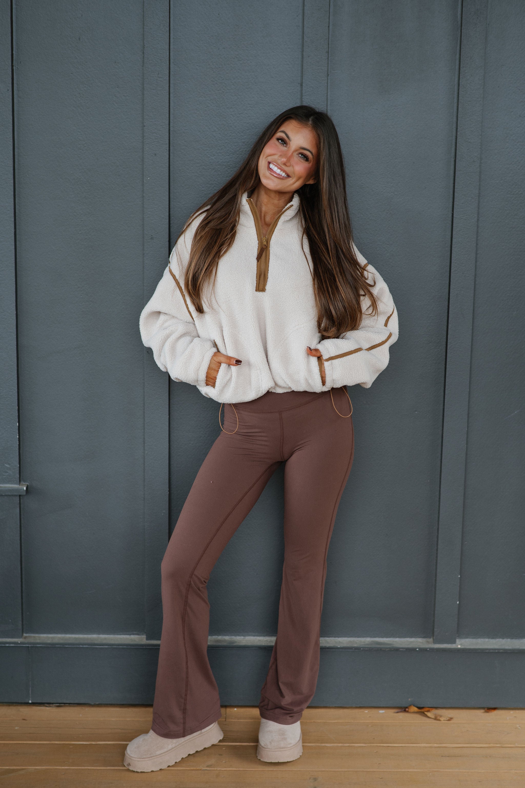 Contrast Sherpa Pullover-Oatmilk