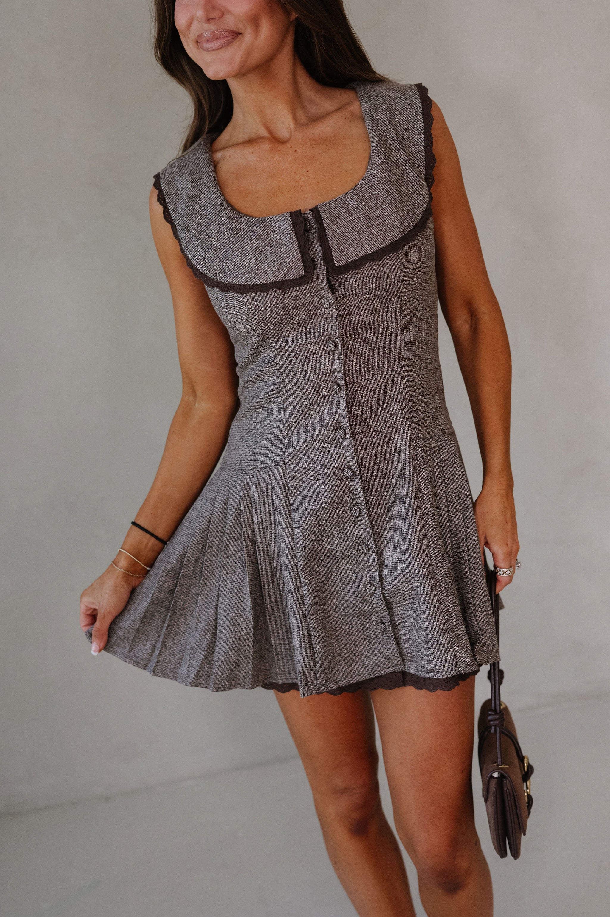 Misha Collared Mini Dress- Mocha