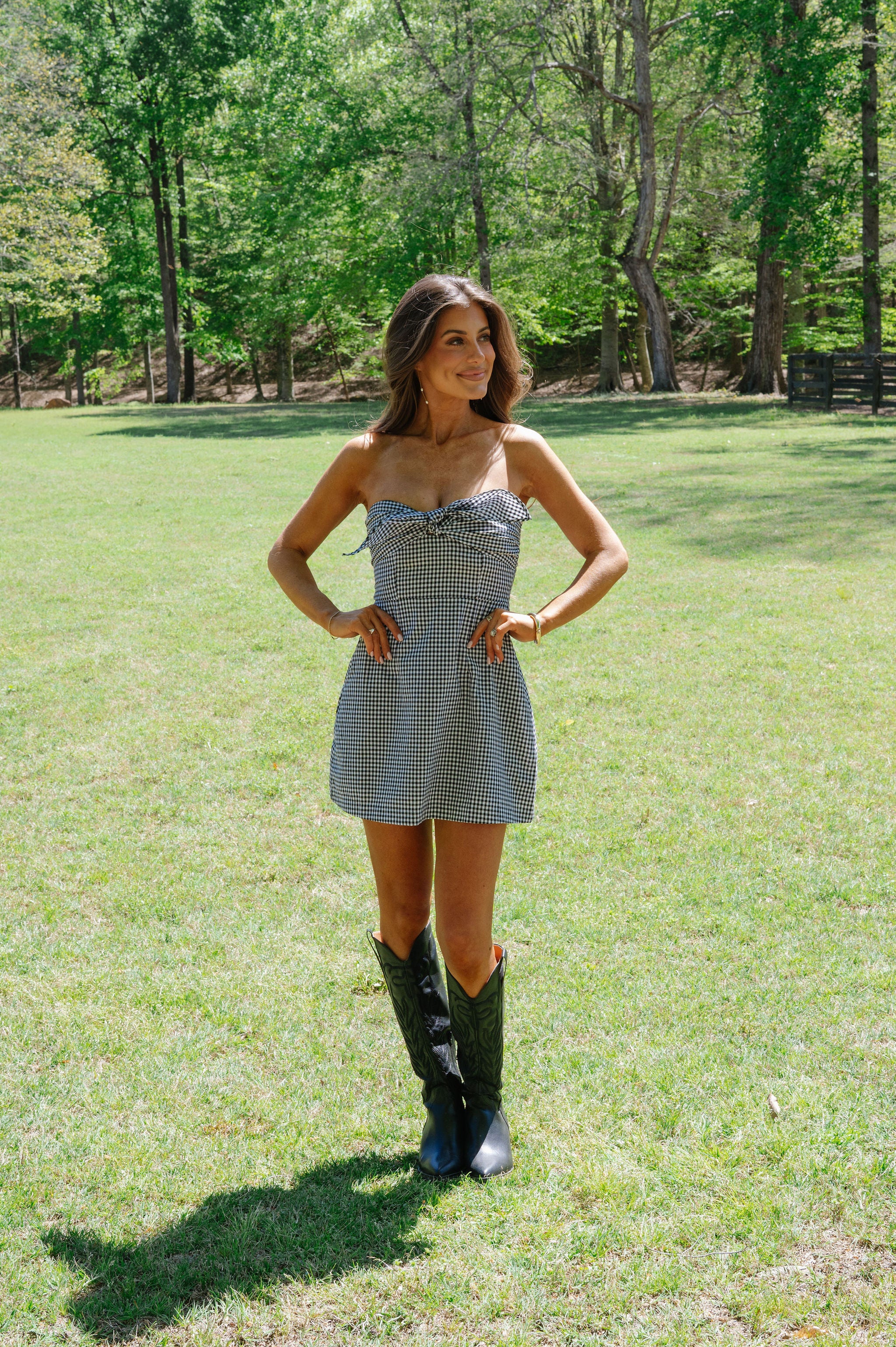 Amelia Gingham Dress-Black/White petite!