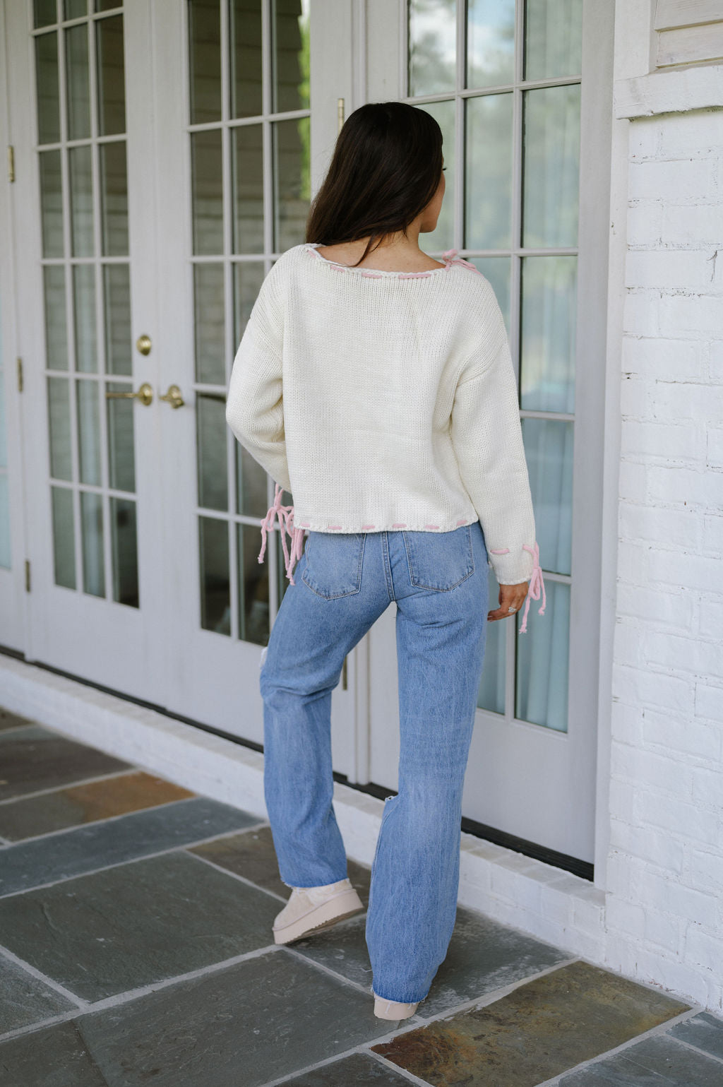 Bow Stitch Sweater-Cream