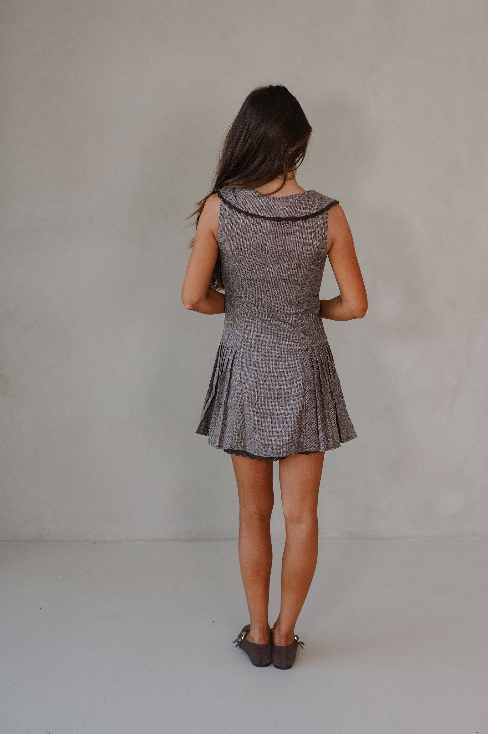 Misha Collared Mini Dress- Mocha