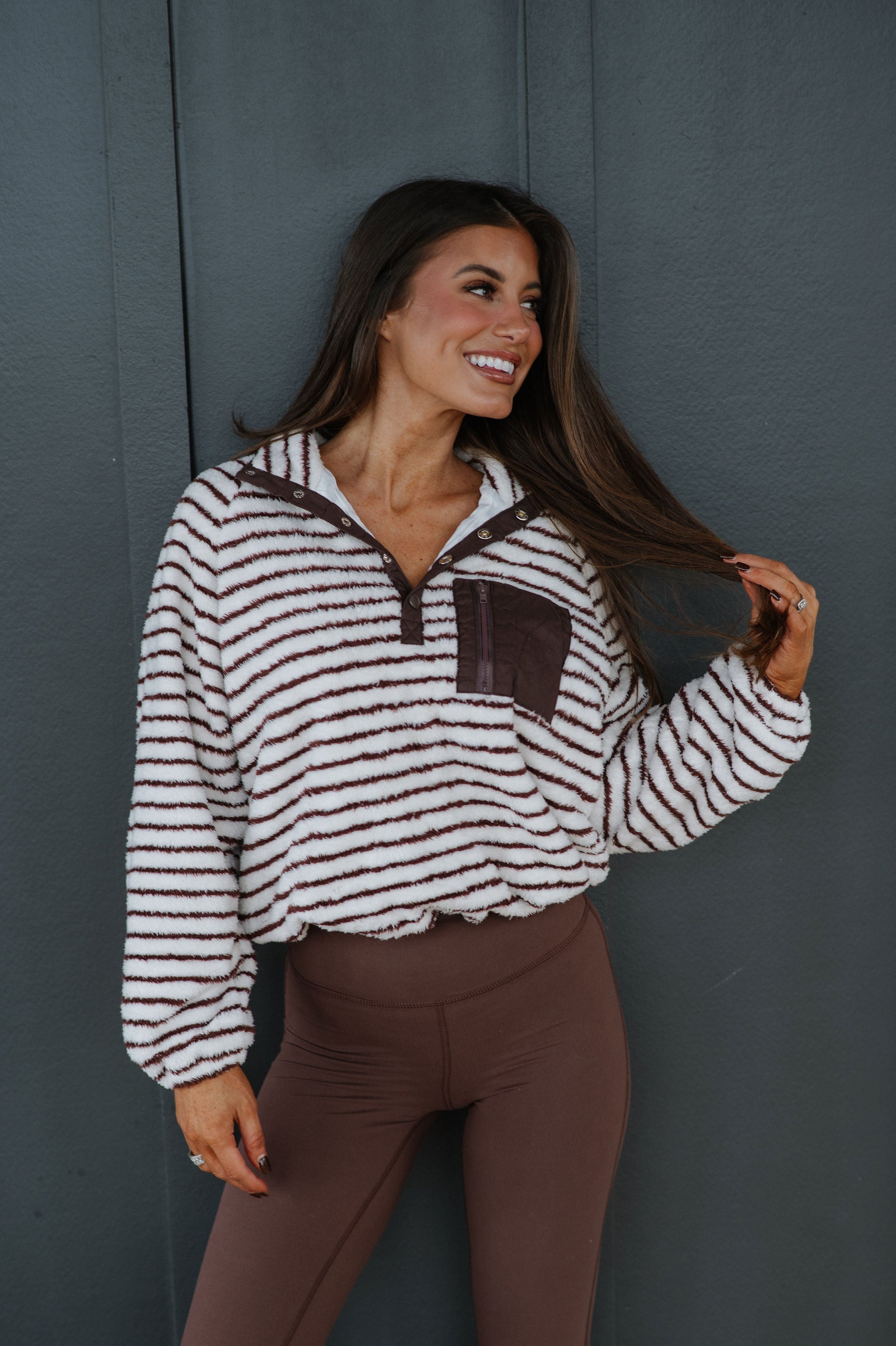 Devon Striped Pullover-Mocha Creme