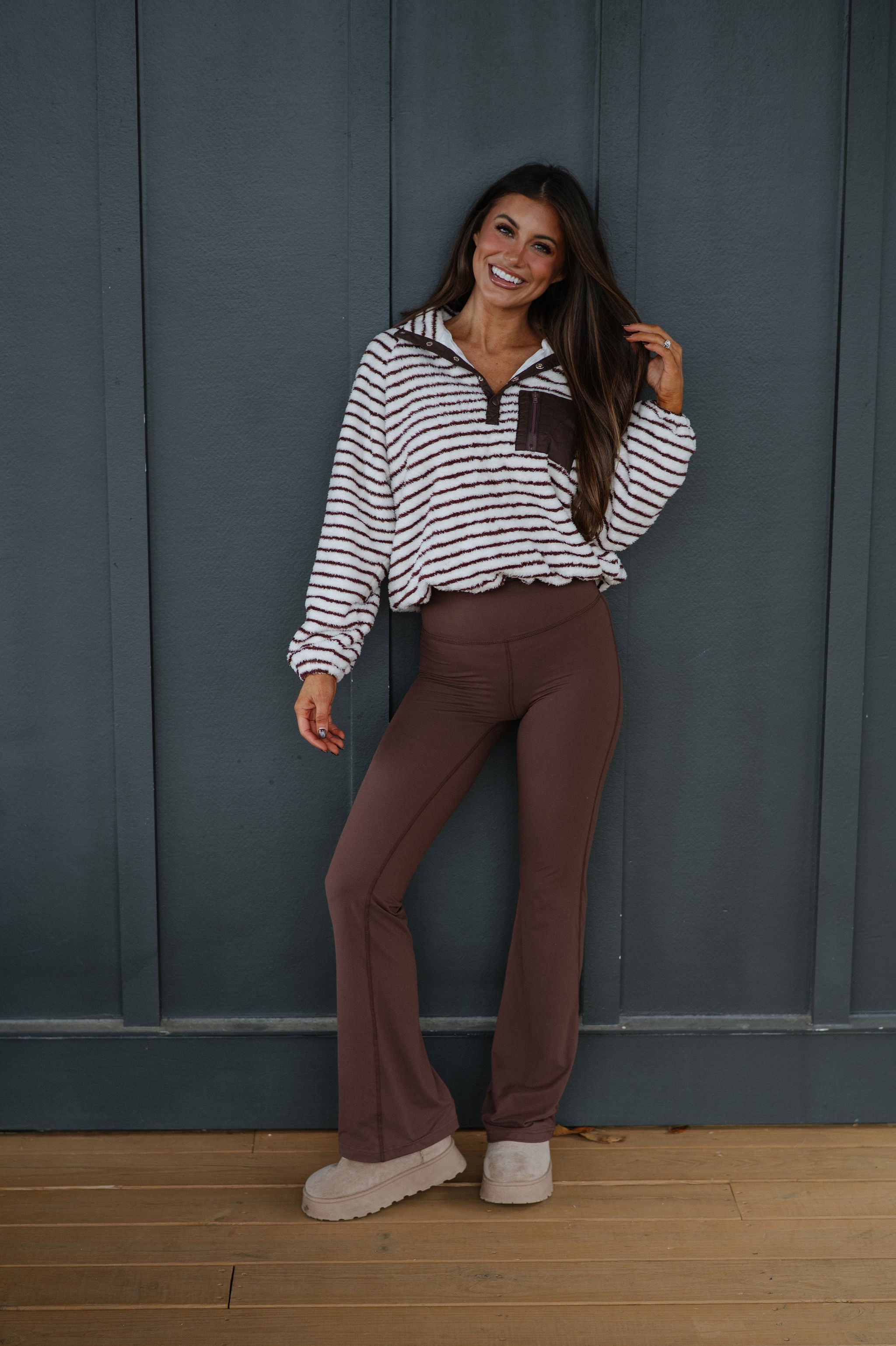 Devon Striped Pullover-Mocha Creme