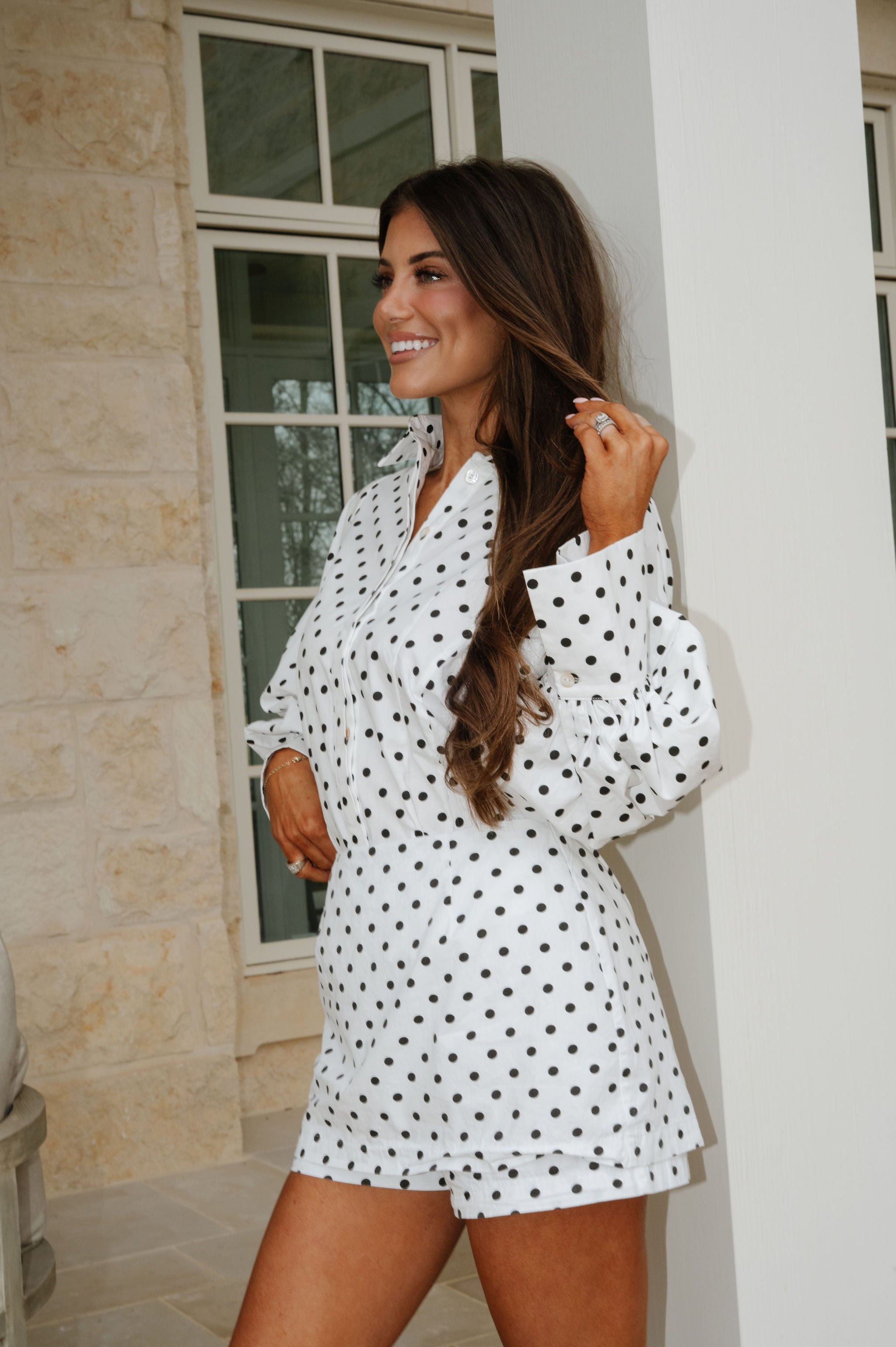 Lynn Polka Dot Skort Set-White