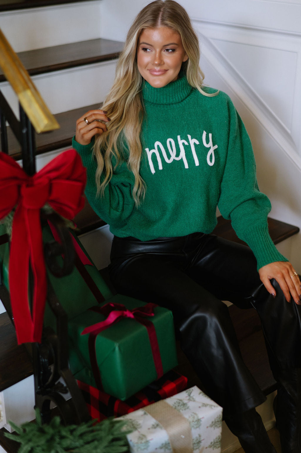 "Merry" Turtleneck Sweater-Green