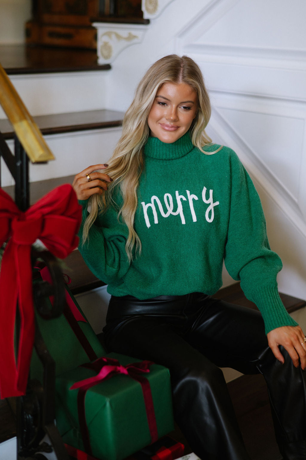 "Merry" Turtleneck Sweater-Green