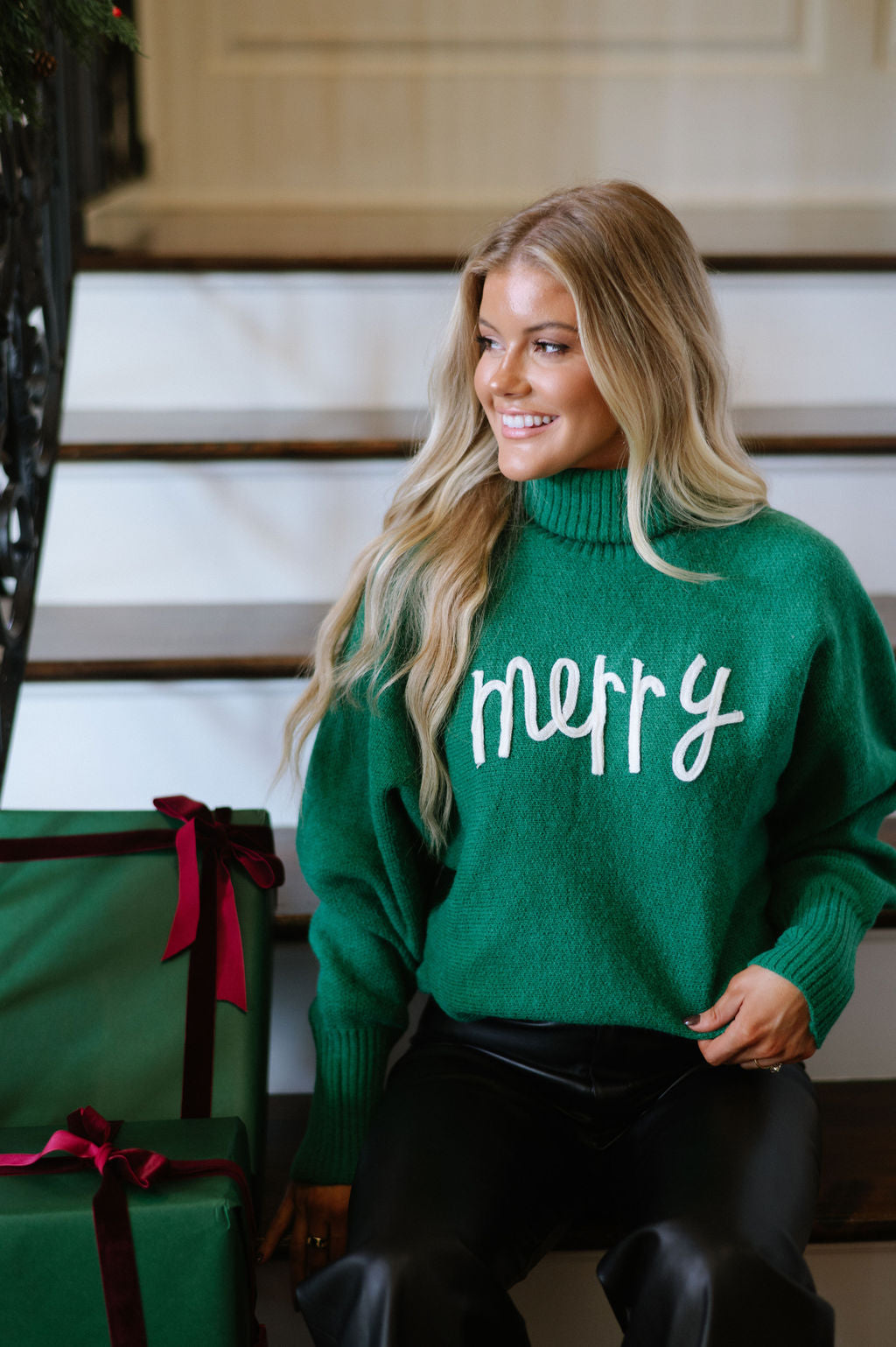 "Merry" Turtleneck Sweater-Green