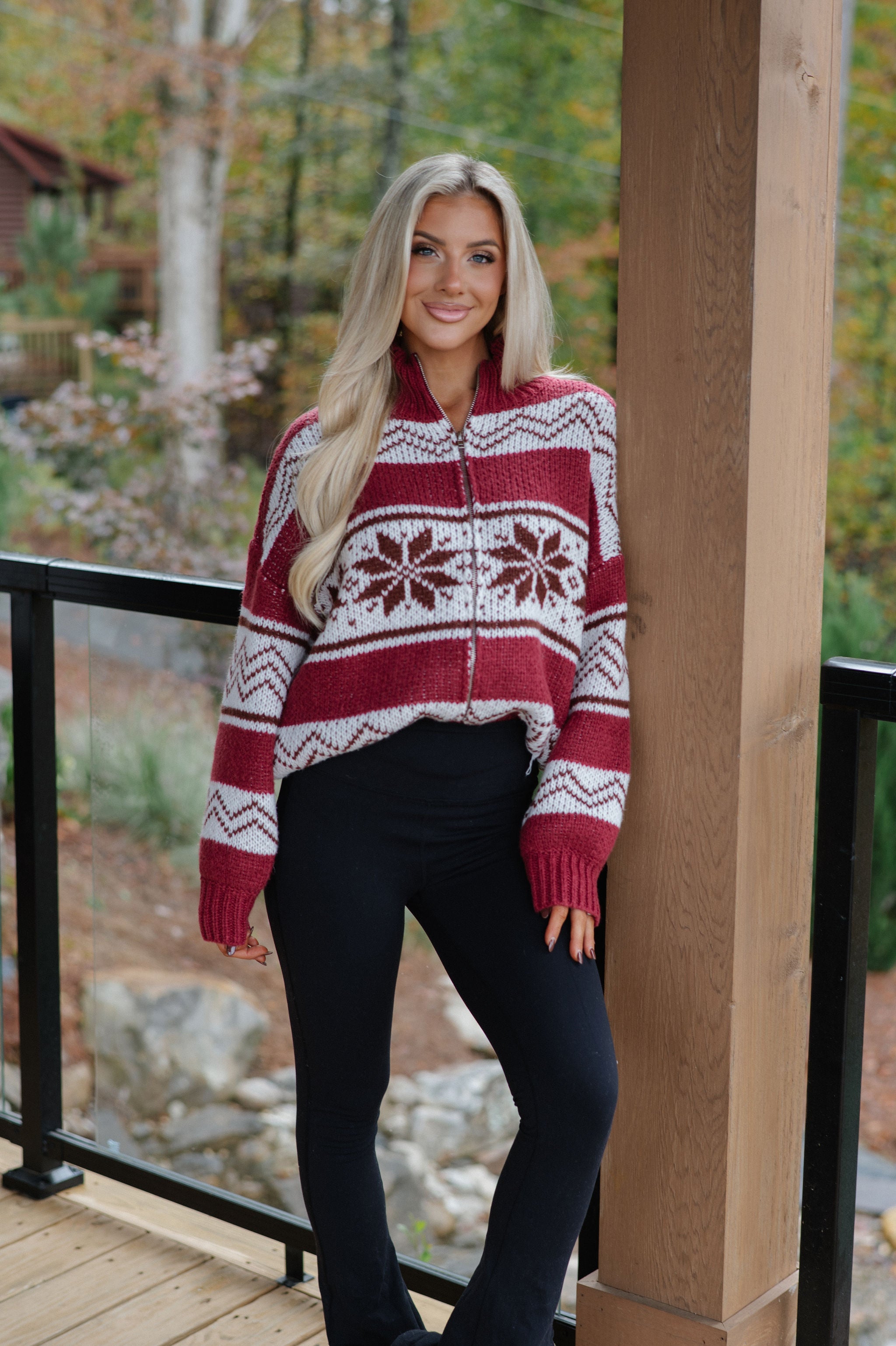 Bianca Sweater Jacket-Burgundy Multi