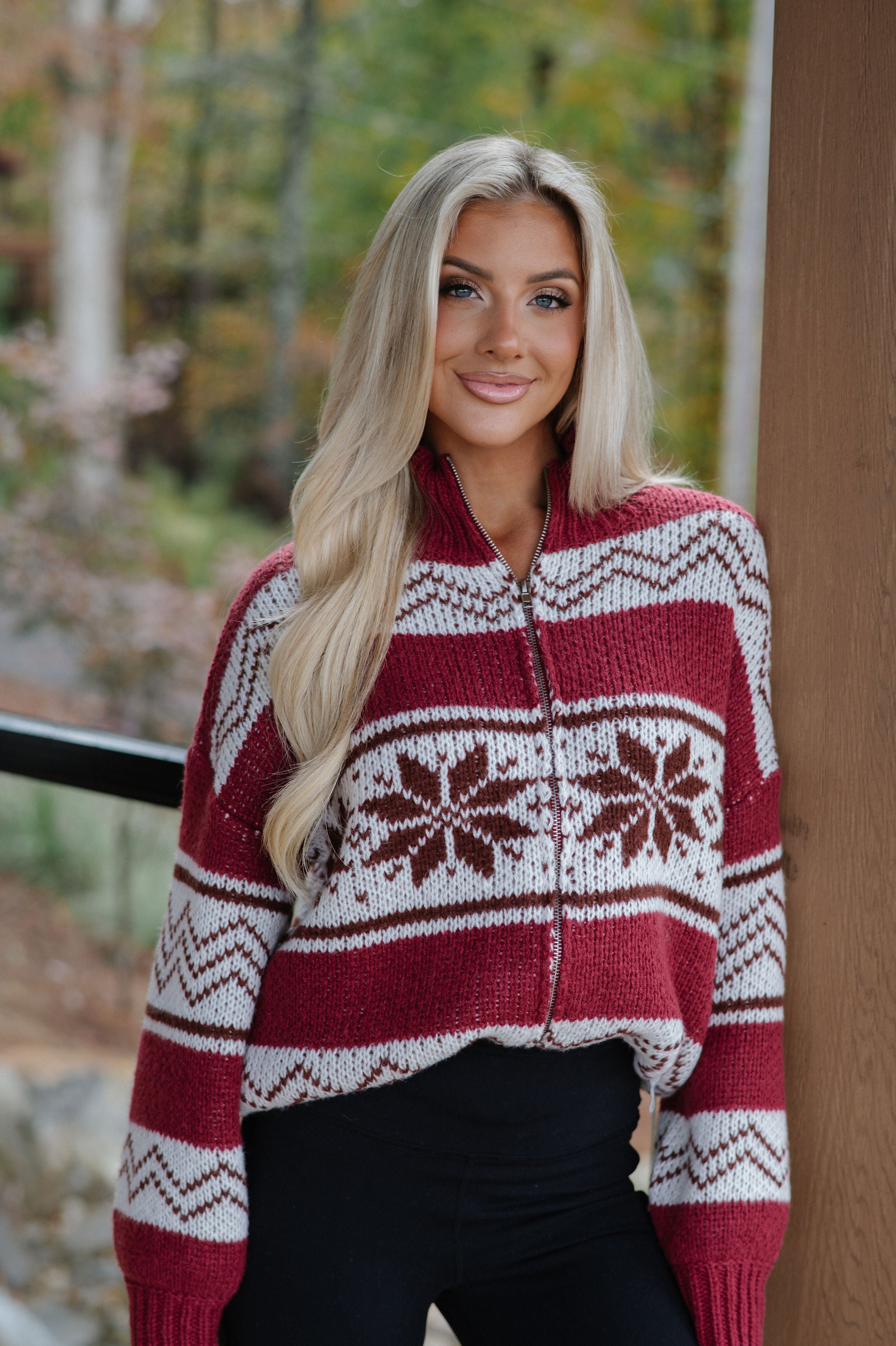 Bianca Sweater Jacket-Burgundy Multi