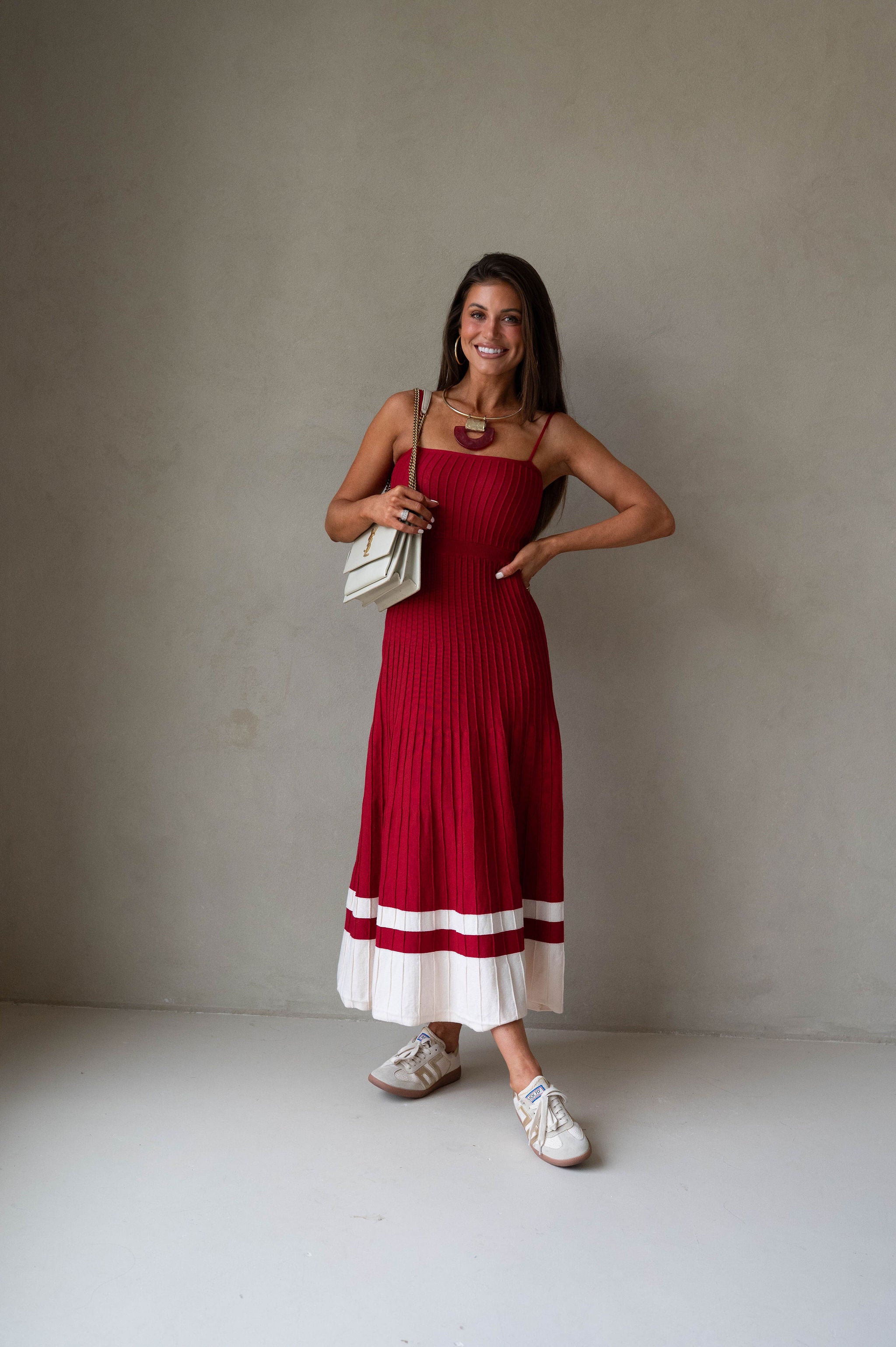 Kenzie Dress-Scarlet/Ecru