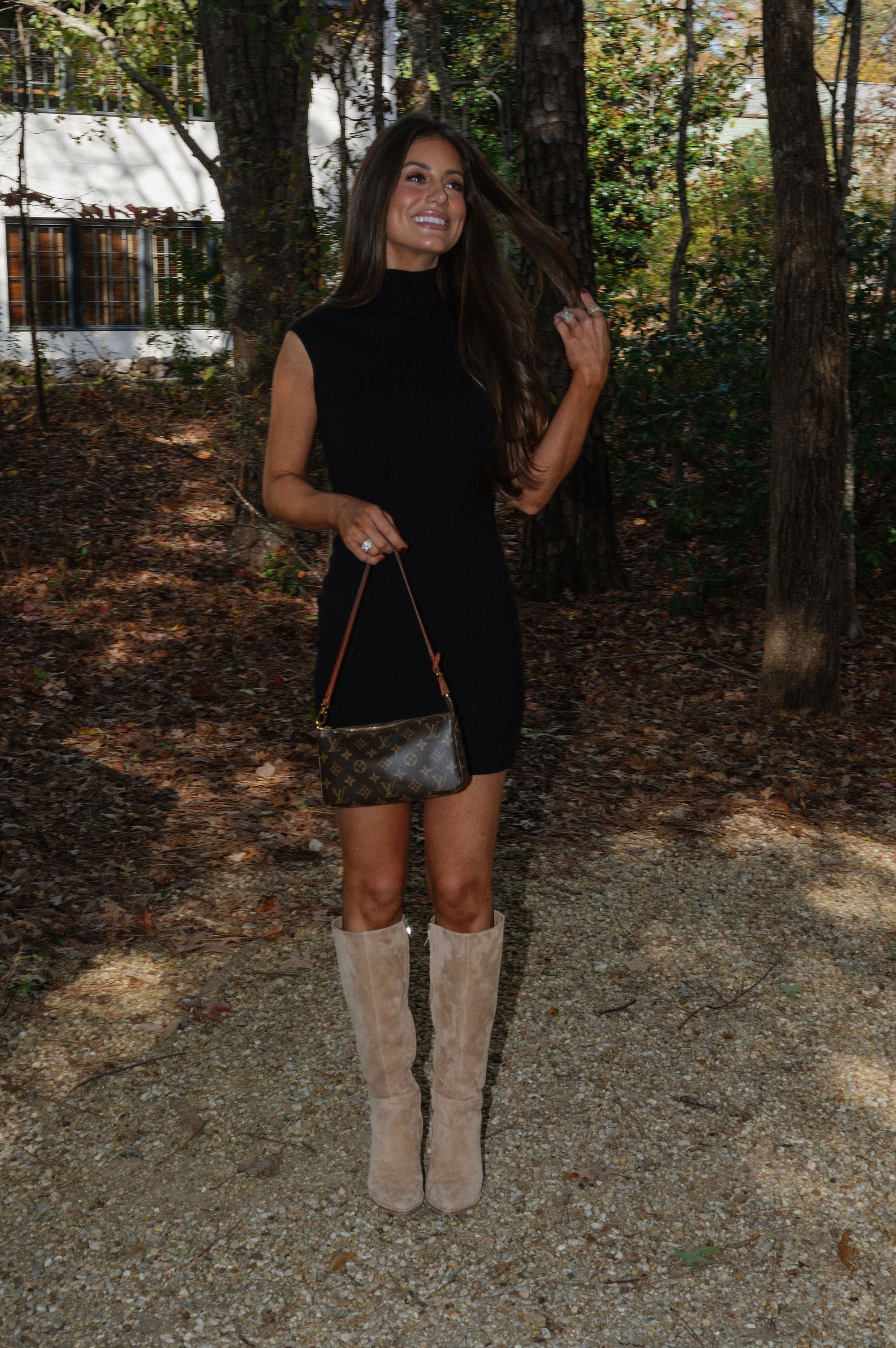 Darcy Mock Neck Dress-Black