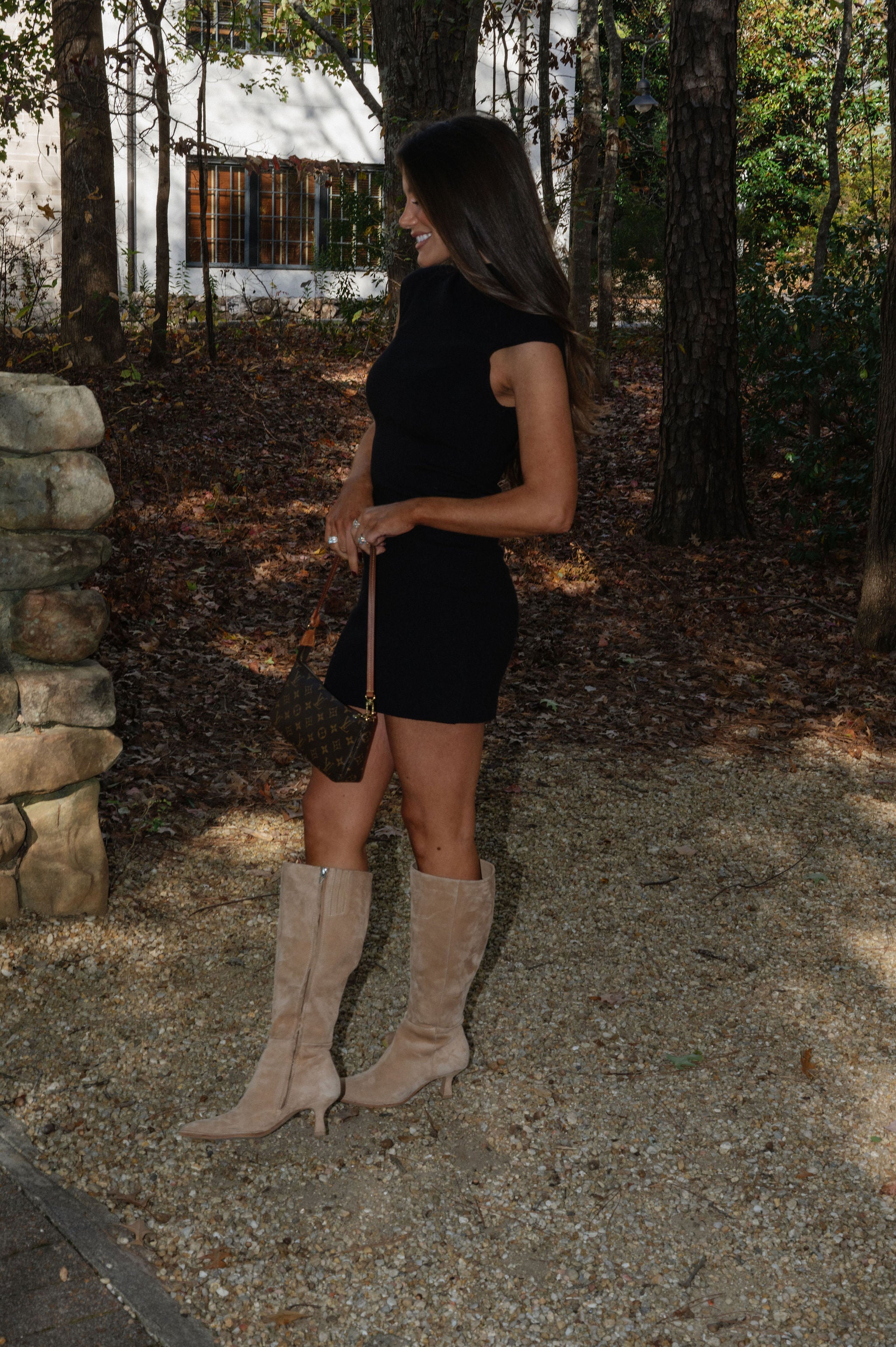 Darcy Mock Neck Dress-Black