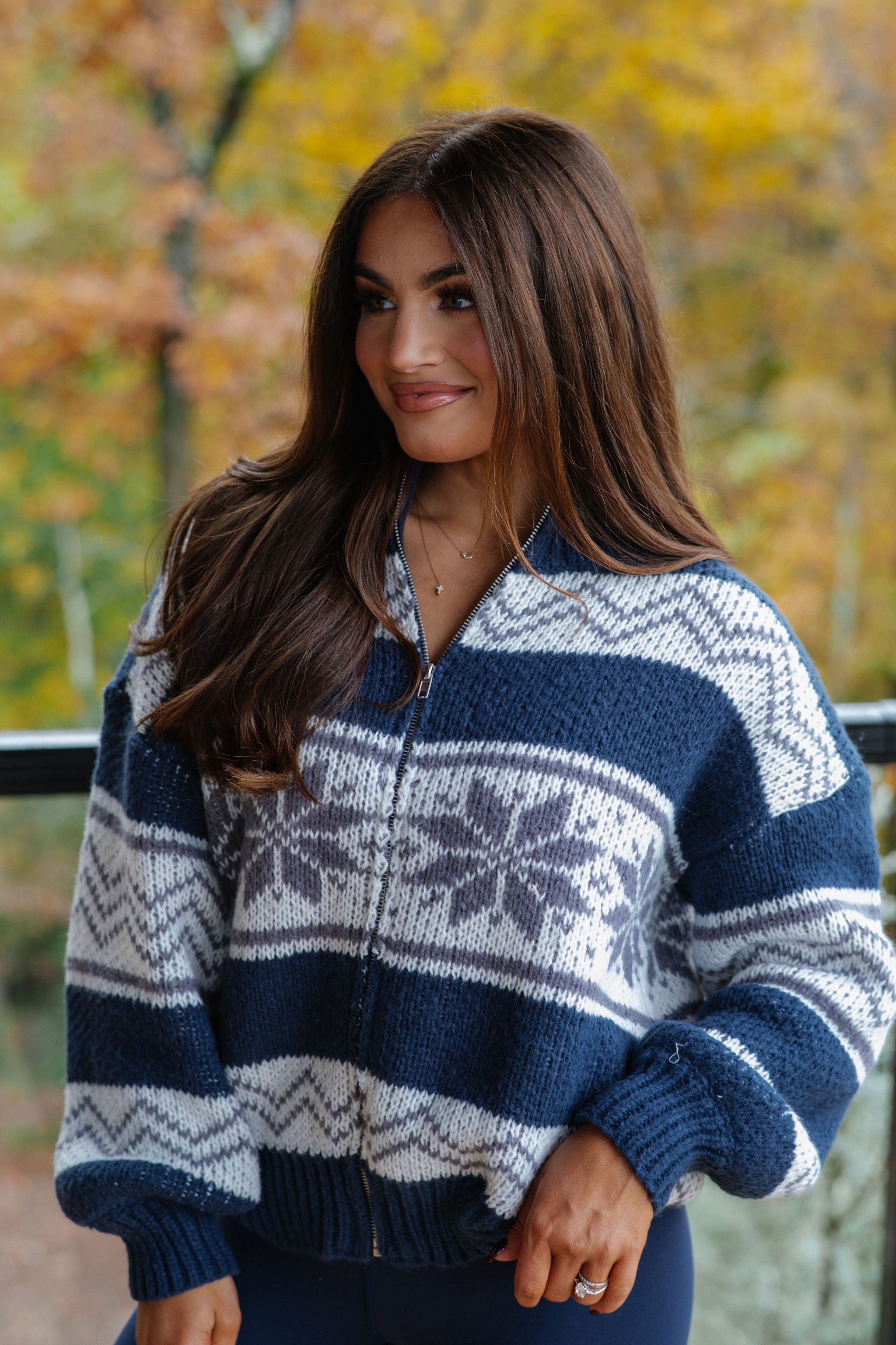 Bianca Sweater Jacket-Navy Multi