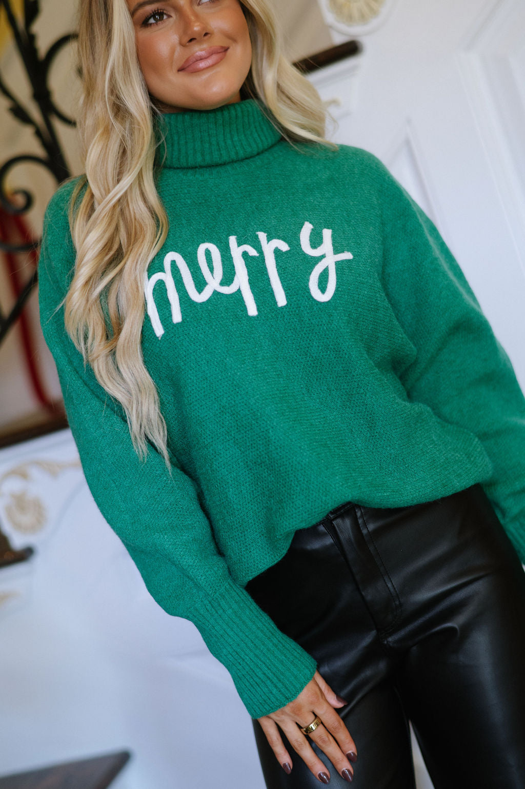 "Merry" Turtleneck Sweater-Green