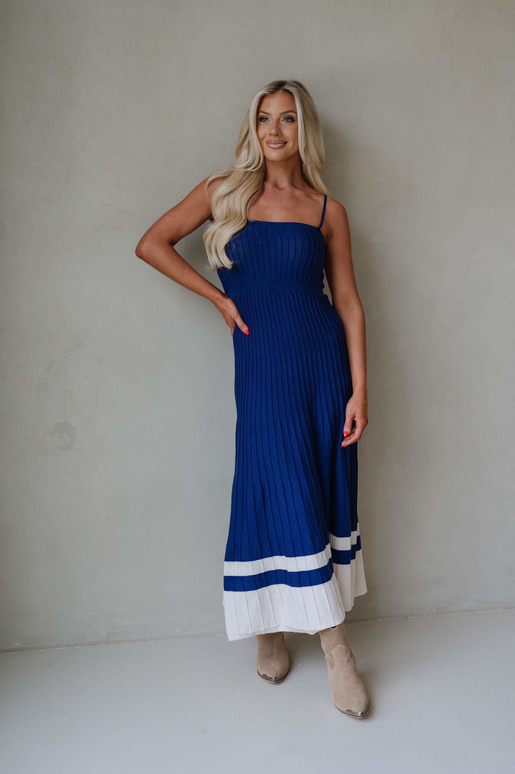 Kenzie Dress-Crown Blue/Ecru