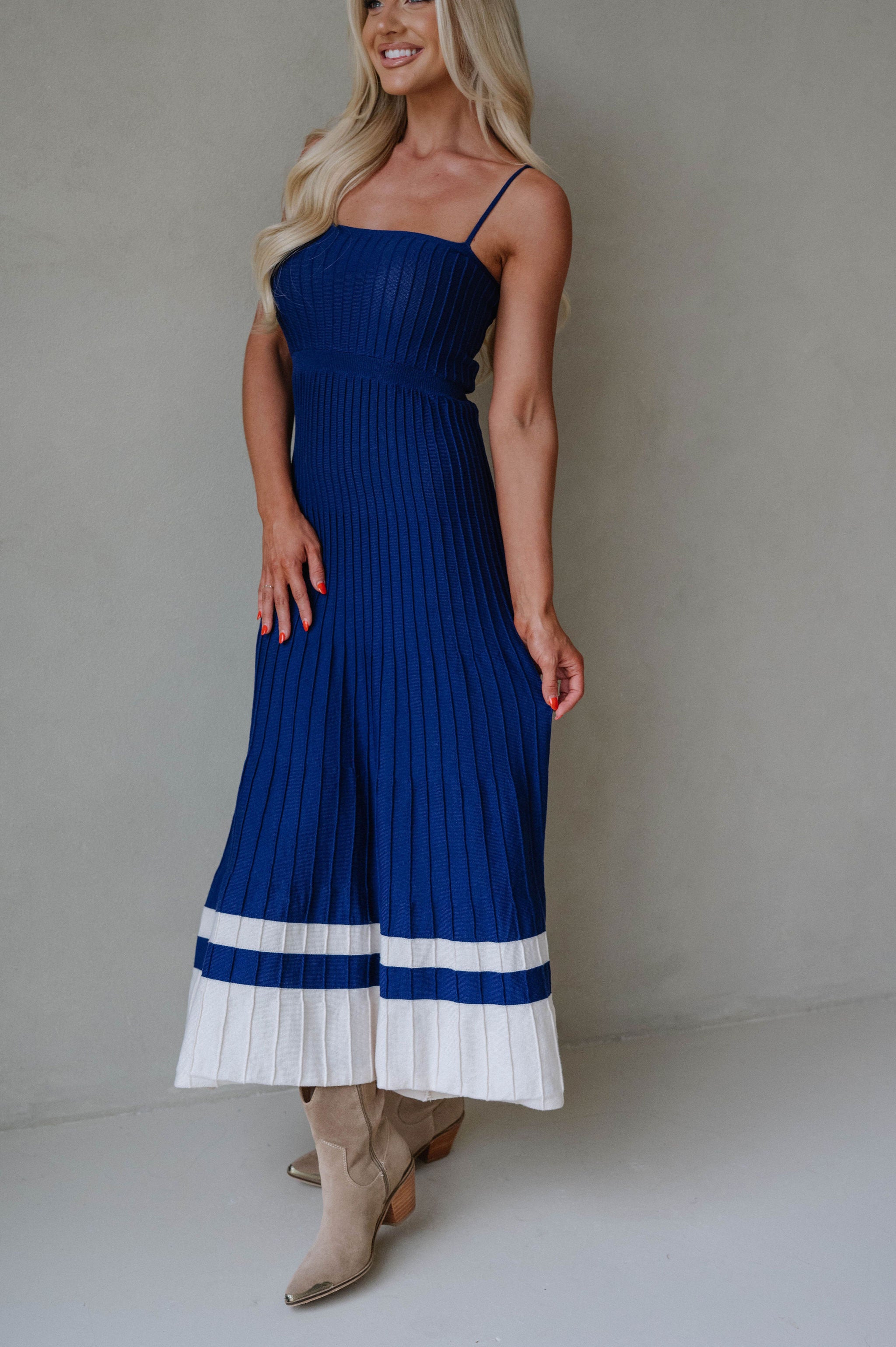 Kenzie Dress-Crown Blue/Ecru