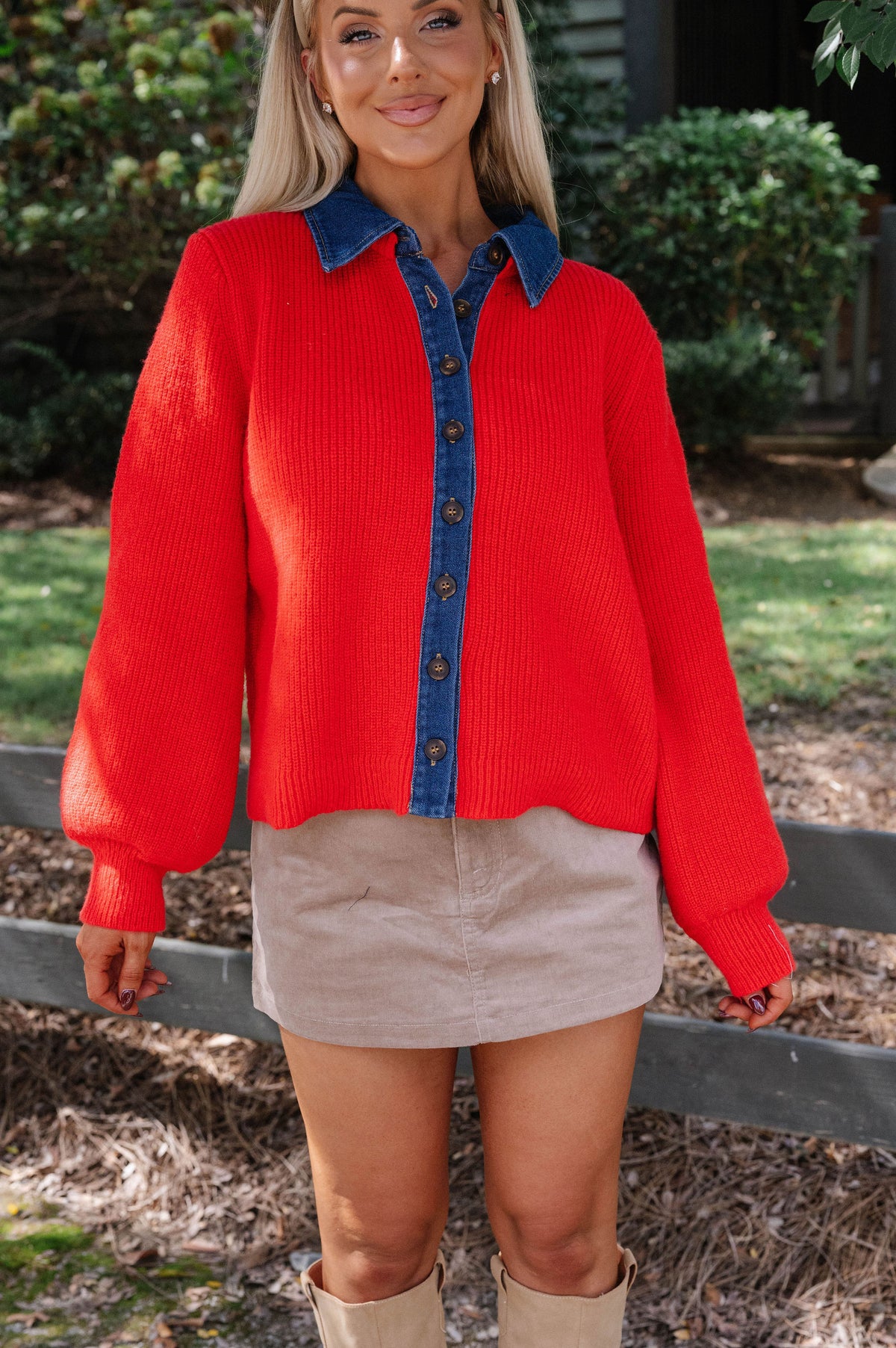 Emily Sweater-Cherry Tomato/Denim