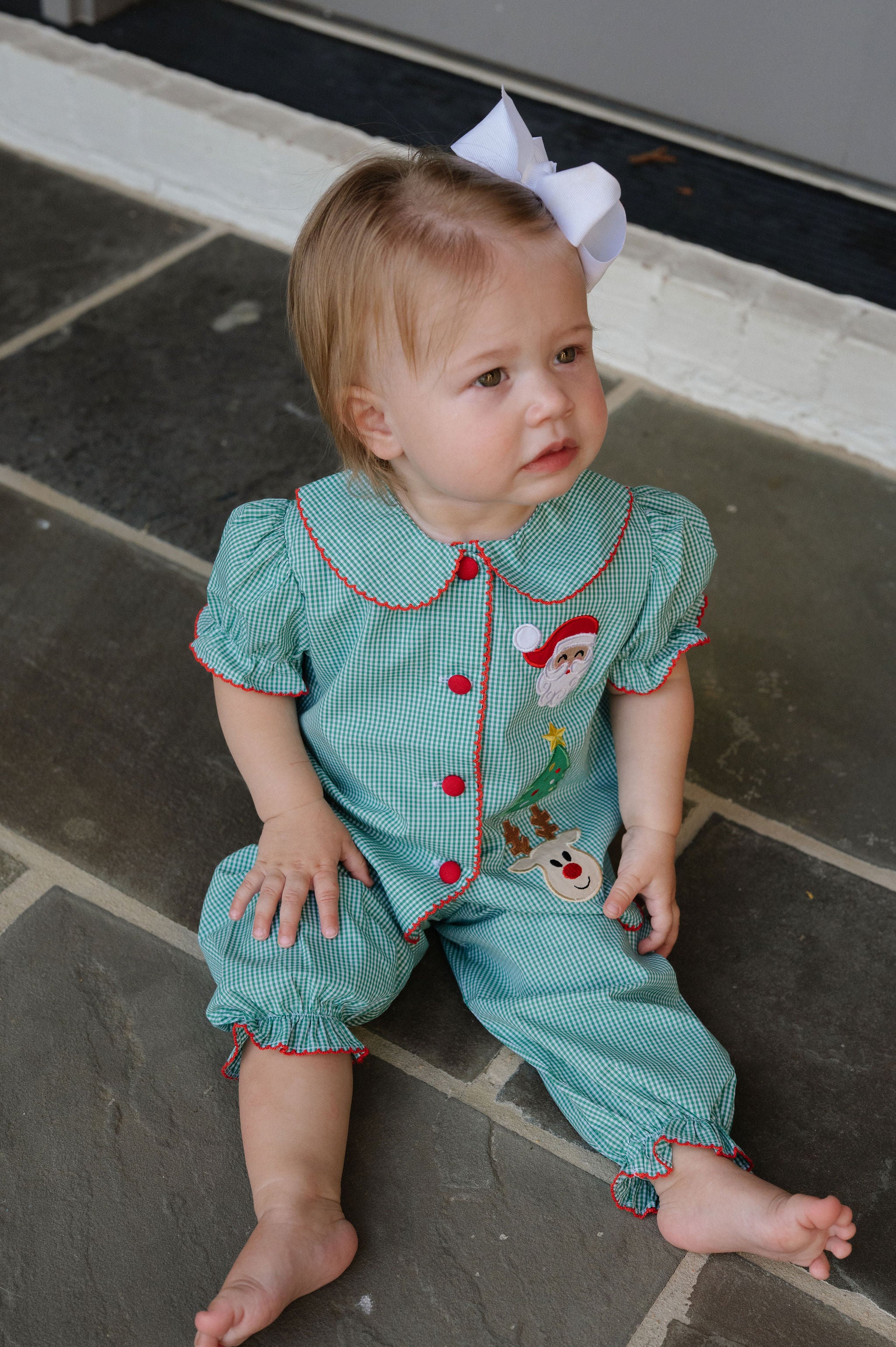 Gingham Applique Christmas Pants Set