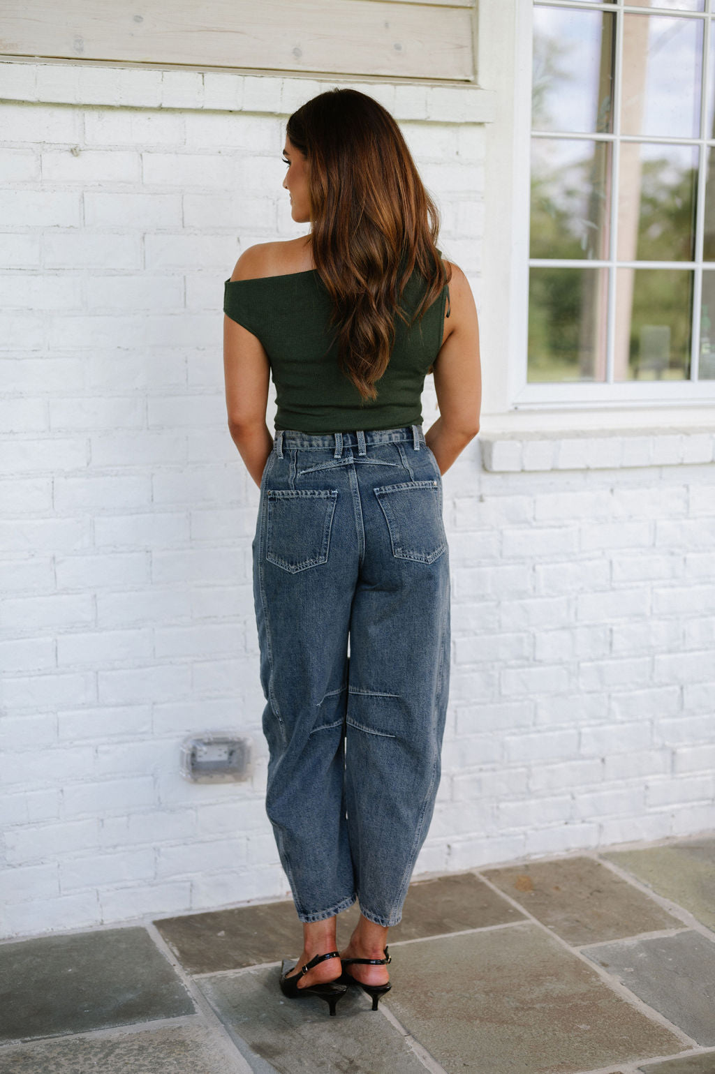 Asymmetrical Sweater Top-Forest Green