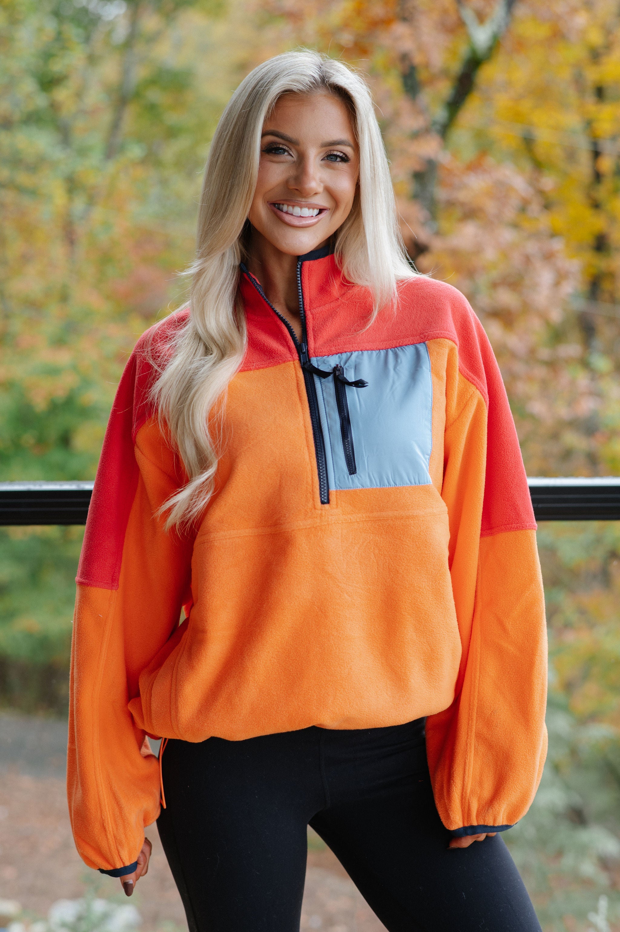 Colorblock Fleece Pullover-Sunset