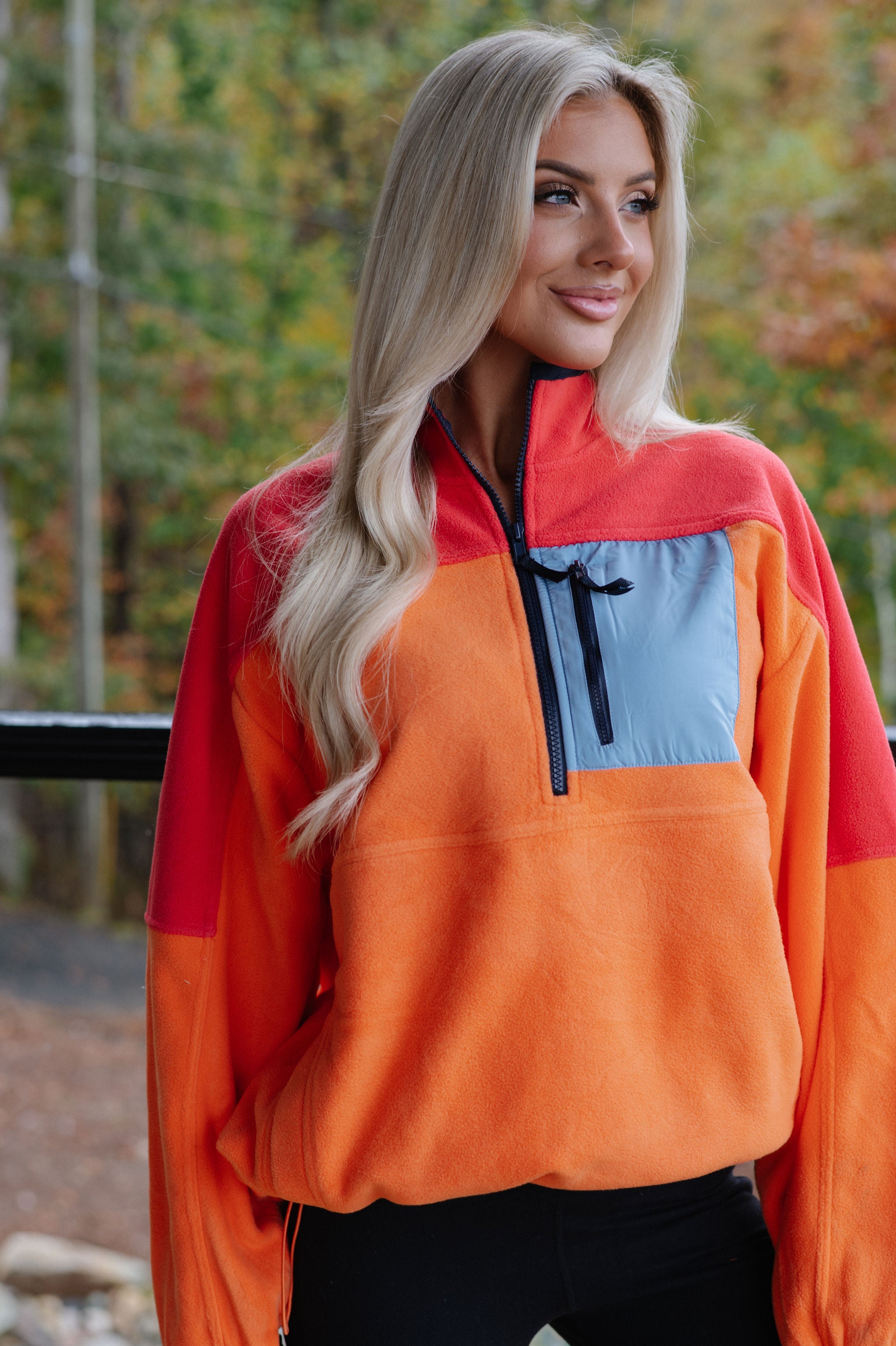 Colorblock Fleece Pullover-Sunset