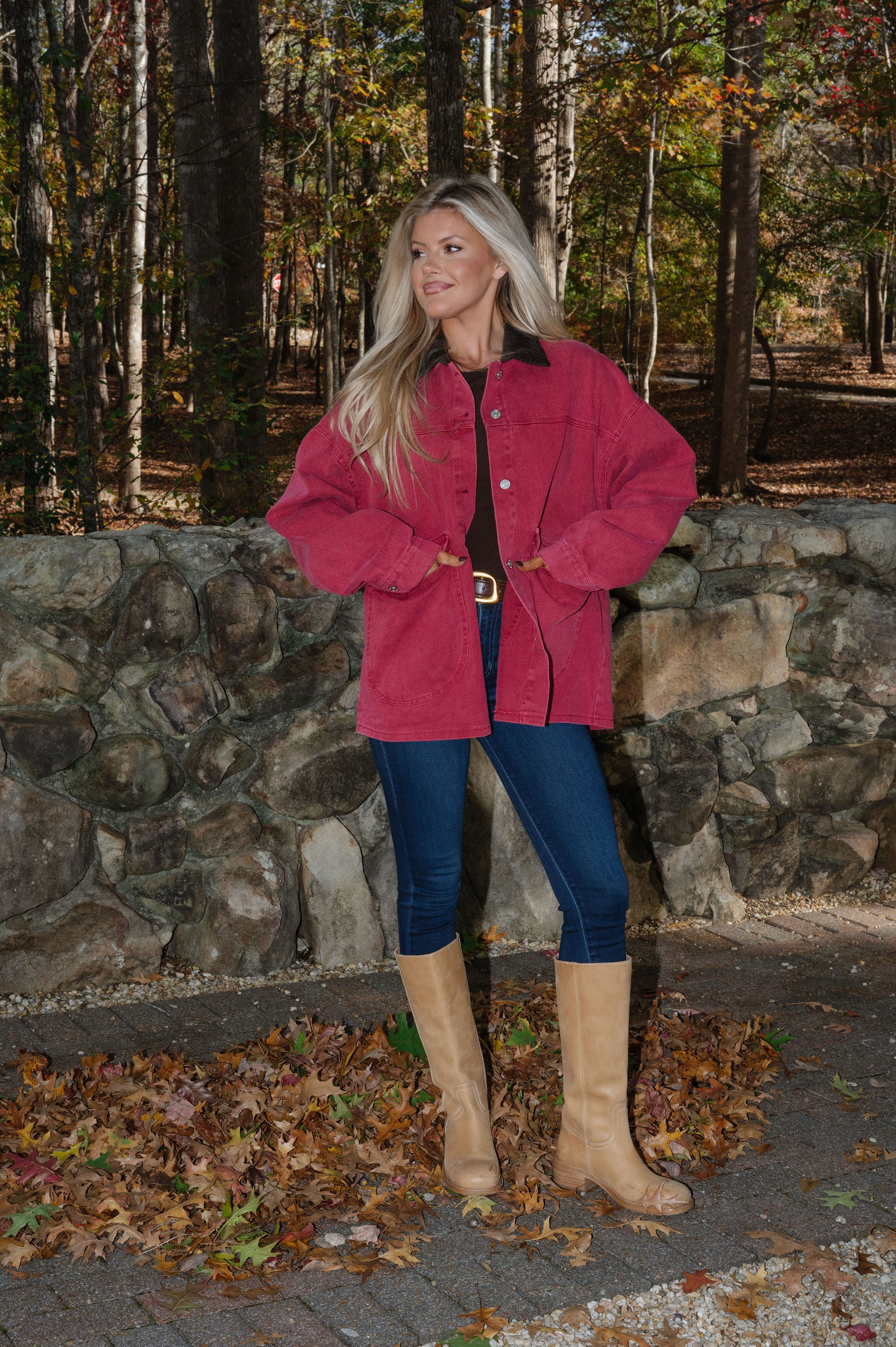 Royal Collared Jacket- Burgundy/ Brown