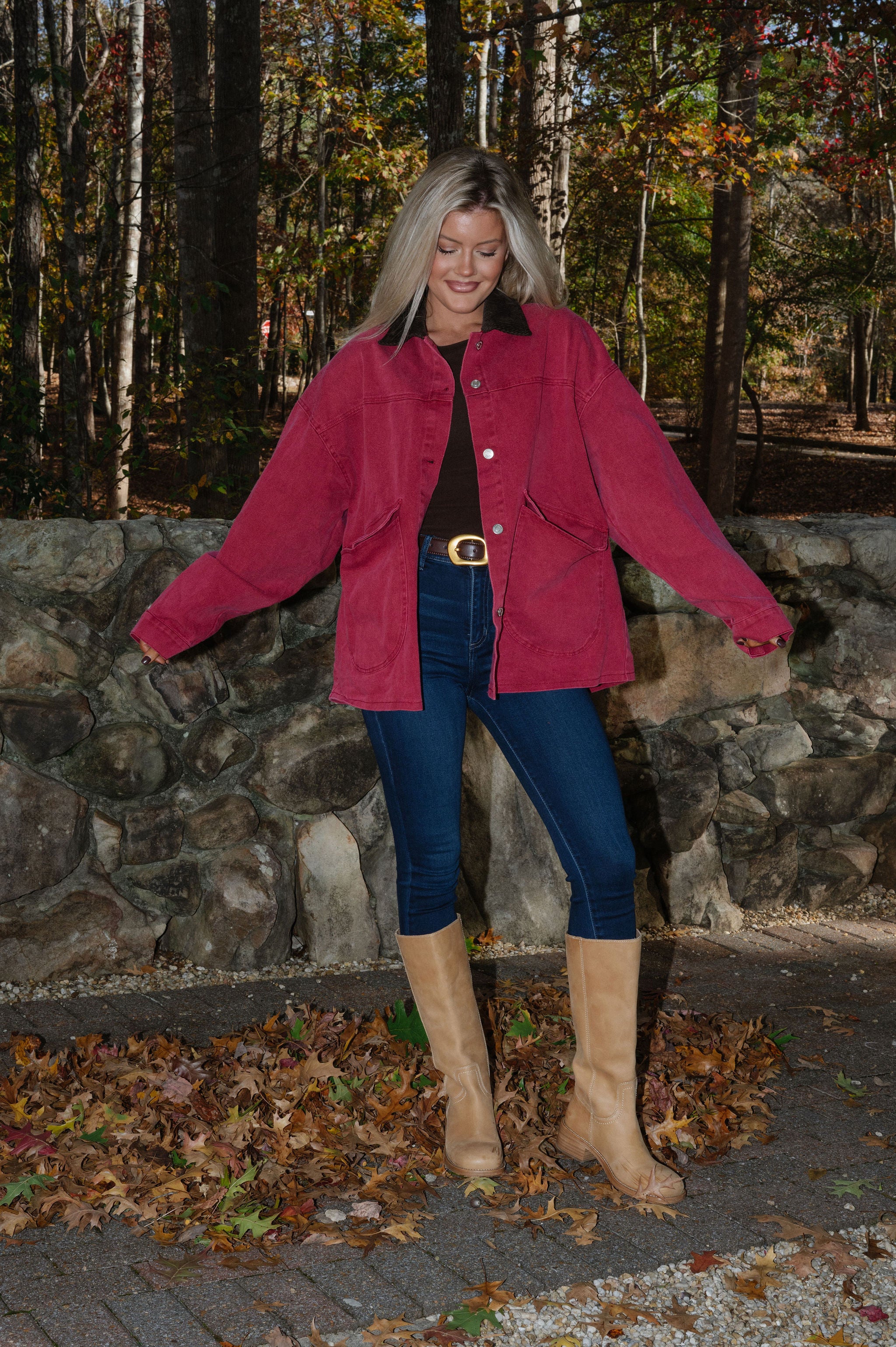 Royal Collared Jacket- Burgundy/ Brown
