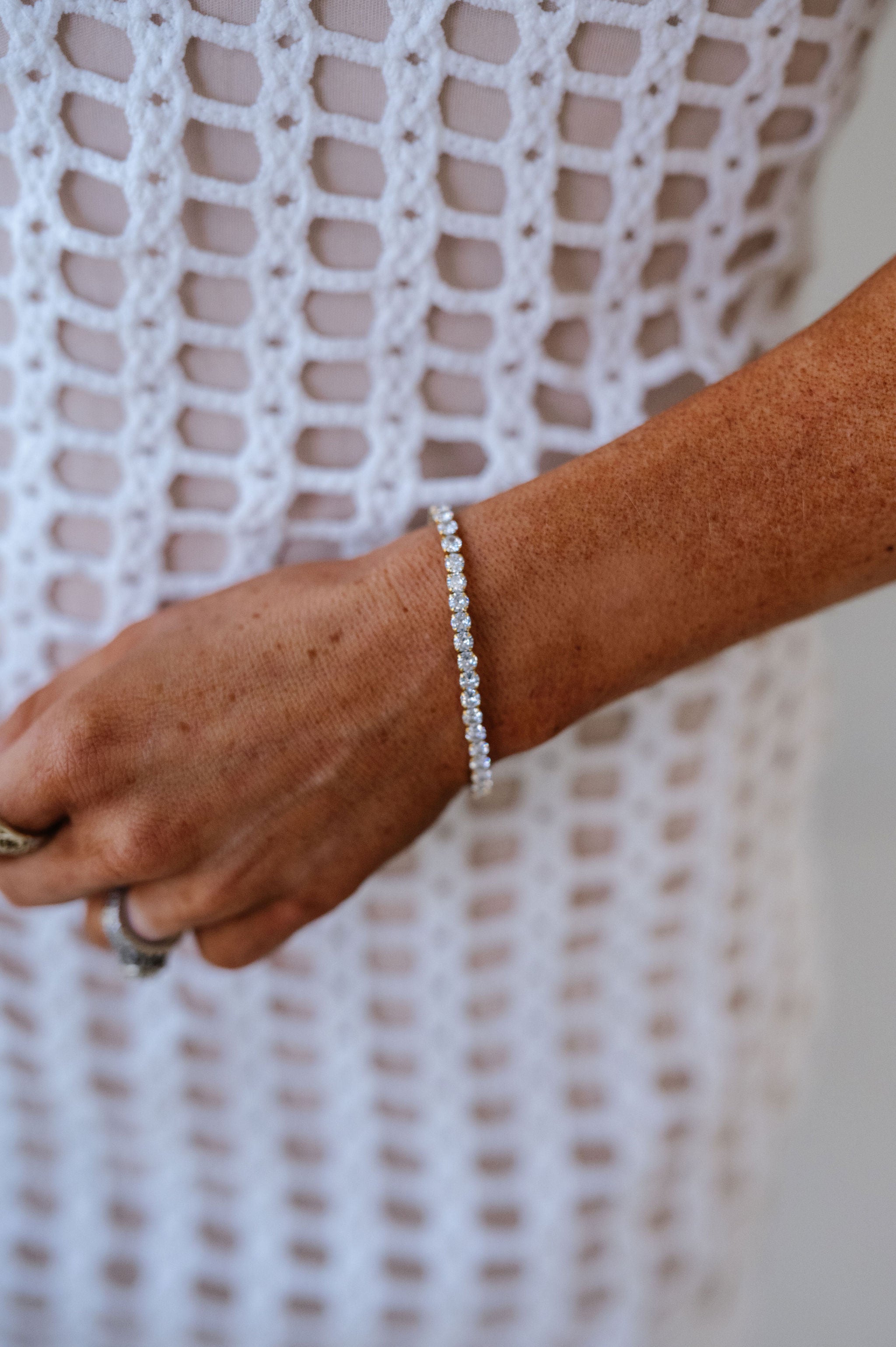 Thick Stretchy Tennis Bracelet-Gold