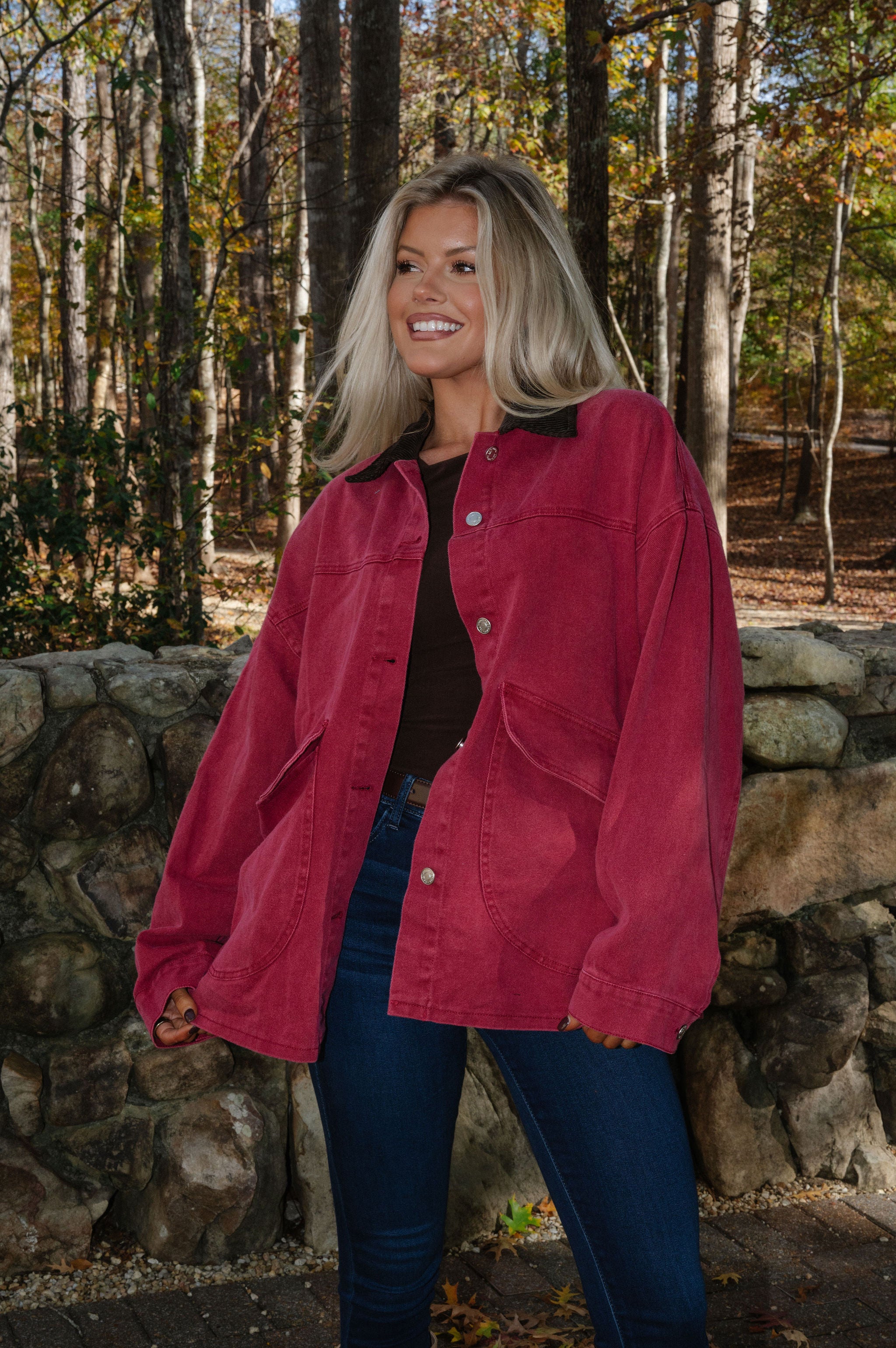 Royal Collared Jacket- Burgundy/ Brown