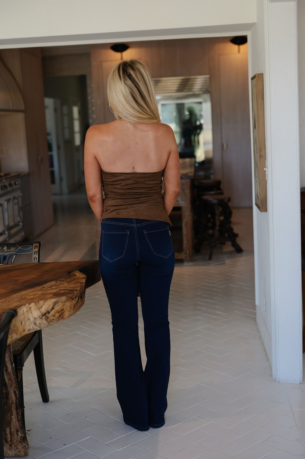 Lux Faux Suede Halter Top-Coffee