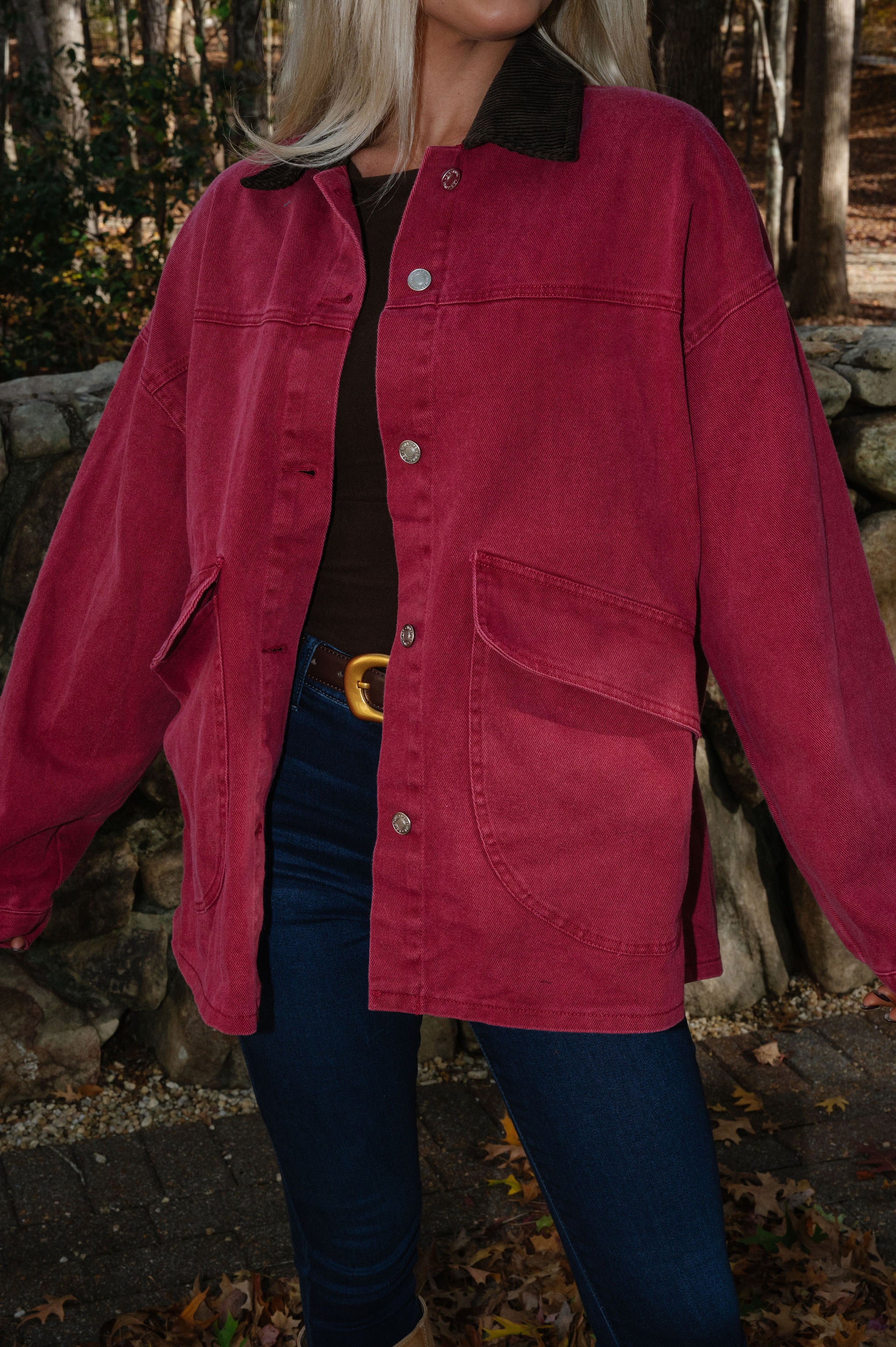 Royal Collared Jacket- Burgundy/ Brown