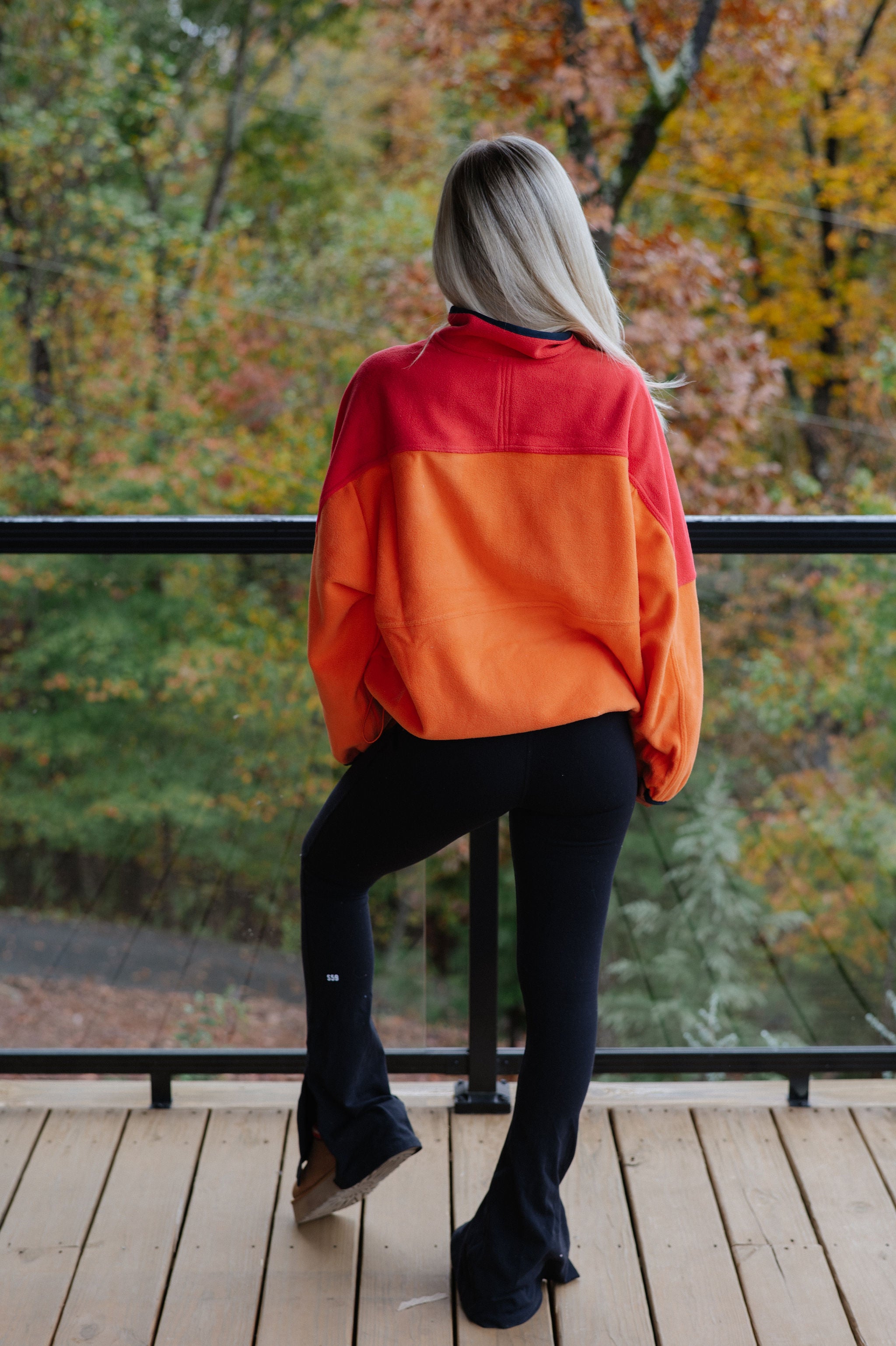 Colorblock Fleece Pullover-Sunset